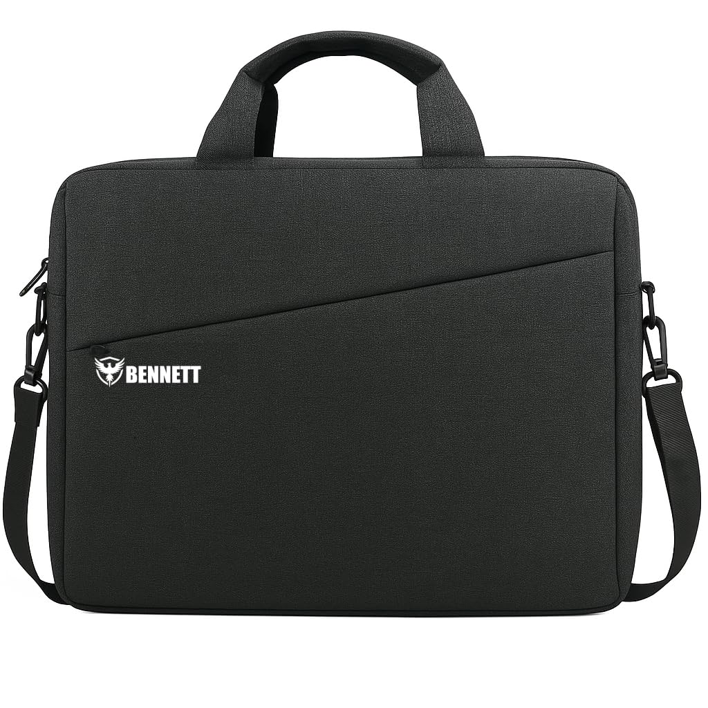 Bennett™ Mystic Unisex Adult Men’s Laptop Bag 15.6 inch Side Shoulder Briefcase Satchel Messenger Business Bags for Men & Women Front Pocket for Laptop Accessories – Black (6 Month Warranty)
