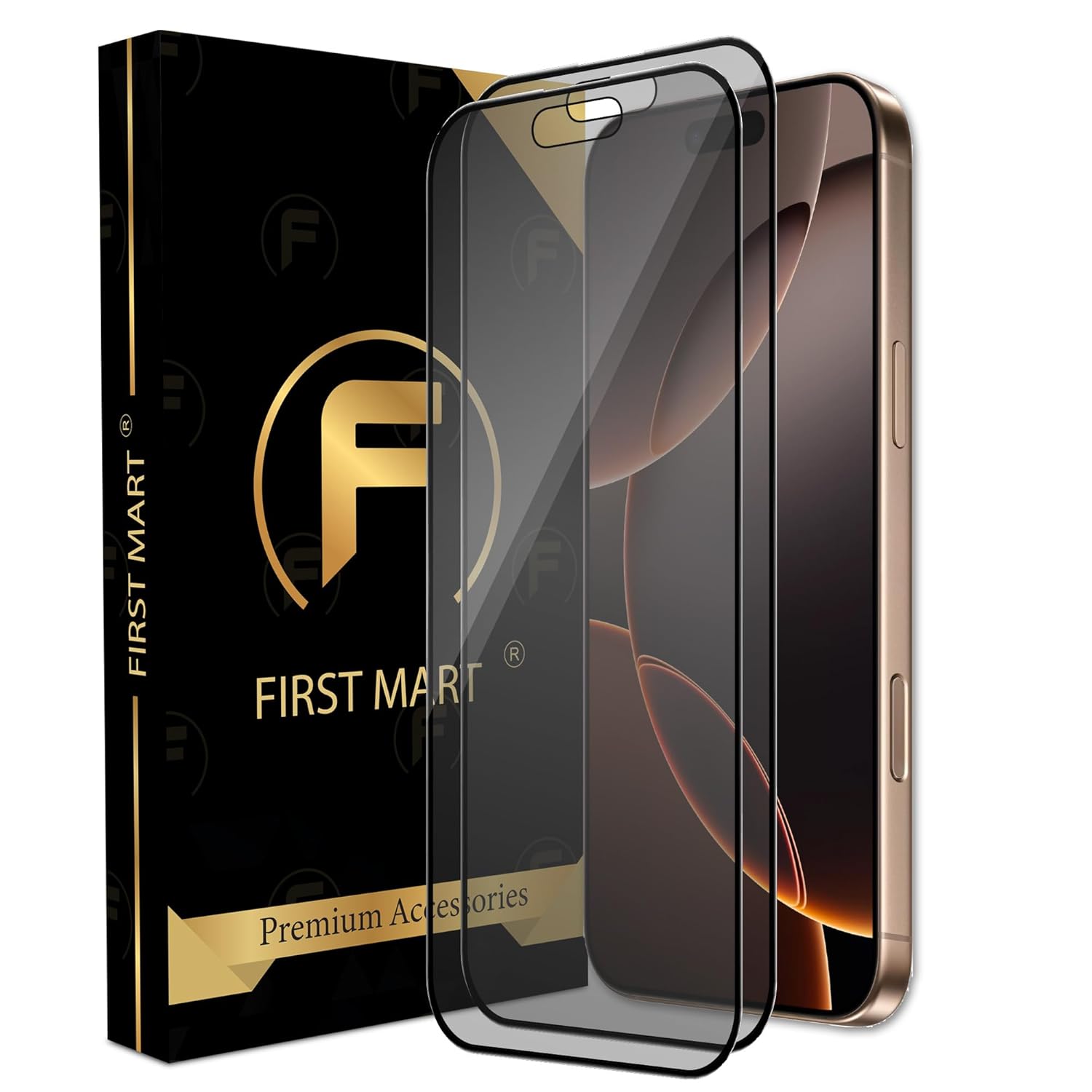 FIRST MART Military-Grade Matte Anti-Glare Tempered Glass Screen Protector for iPhone 16 Pro Max (6.9 Inch) With Installation Kit | Edge to Edge Coverage | Black (Pack of 2) FIRST MART Military-Grade Matte Anti-Glare Tempered Glass Screen Protector for iPhone 16 Pro Max (6.9 Inch) With Installation Kit | Edge to Edge Coverage | Black (Pack of 2)