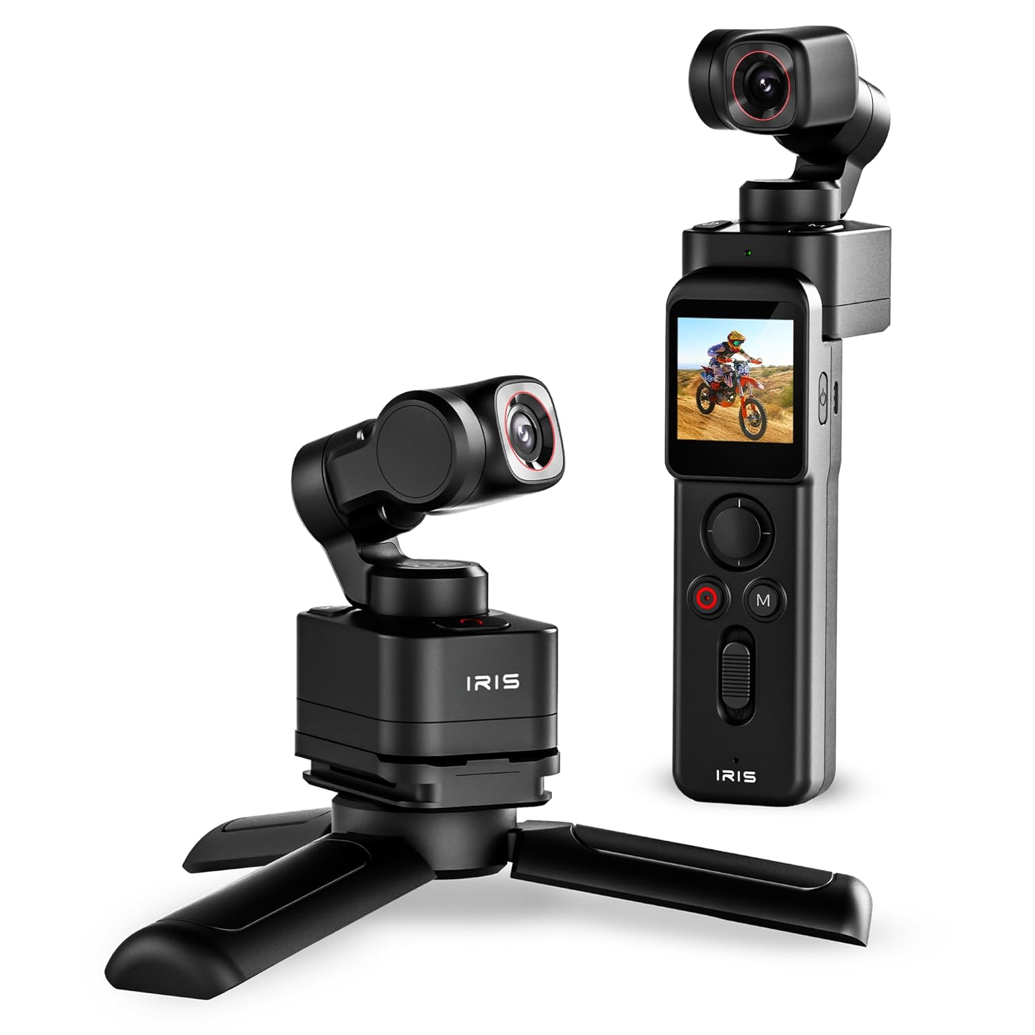IZI IRIS Pocket 4K Vlogging Camera – with Dual AMOLED Display 1/1.3″ CMOS Sensor, 3-Axis Gimbal Stabilizer, AI Tracking, 512GB Support, 160-Min Battery, Best Video Camera for Youtubers & Instagram