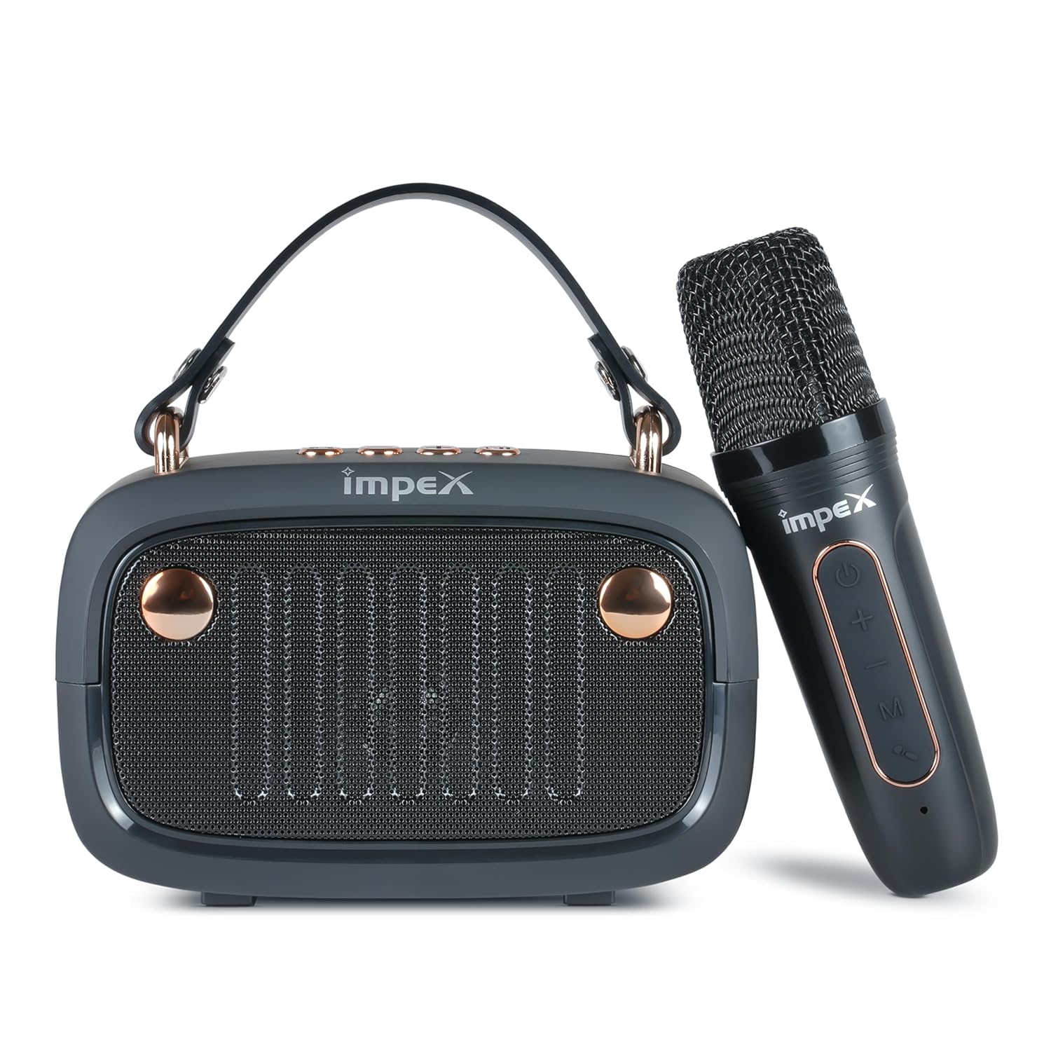 Impex Rechargeable Bluetooth Speaker with Wireless Mic | Karoke Speaker Supports AUX, Bluetooth, USB, TF, FM Radio (KM1301)