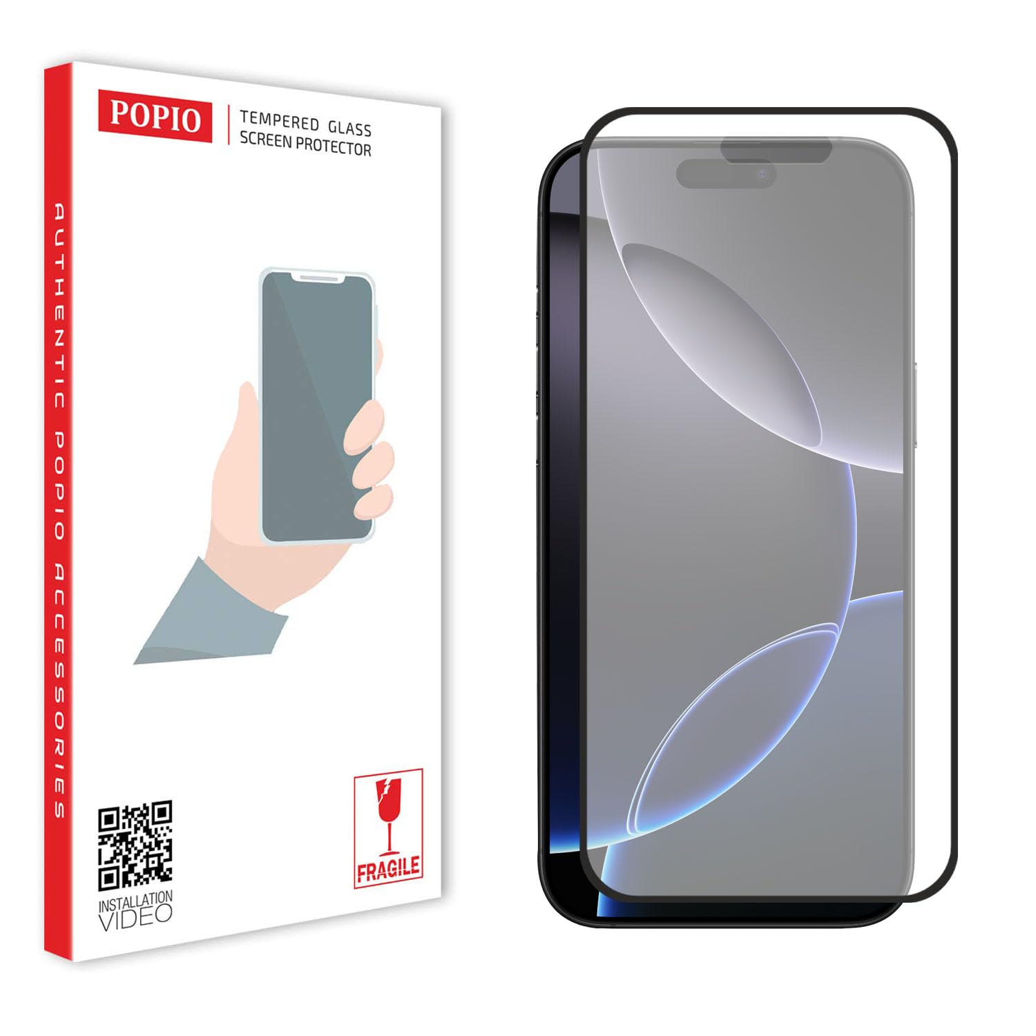 POPIO Matte Gaming Tempered Glass Compatible for iPhone 16 Pro Max (Black) Edge to Edge Coverage with Easy Installation kit