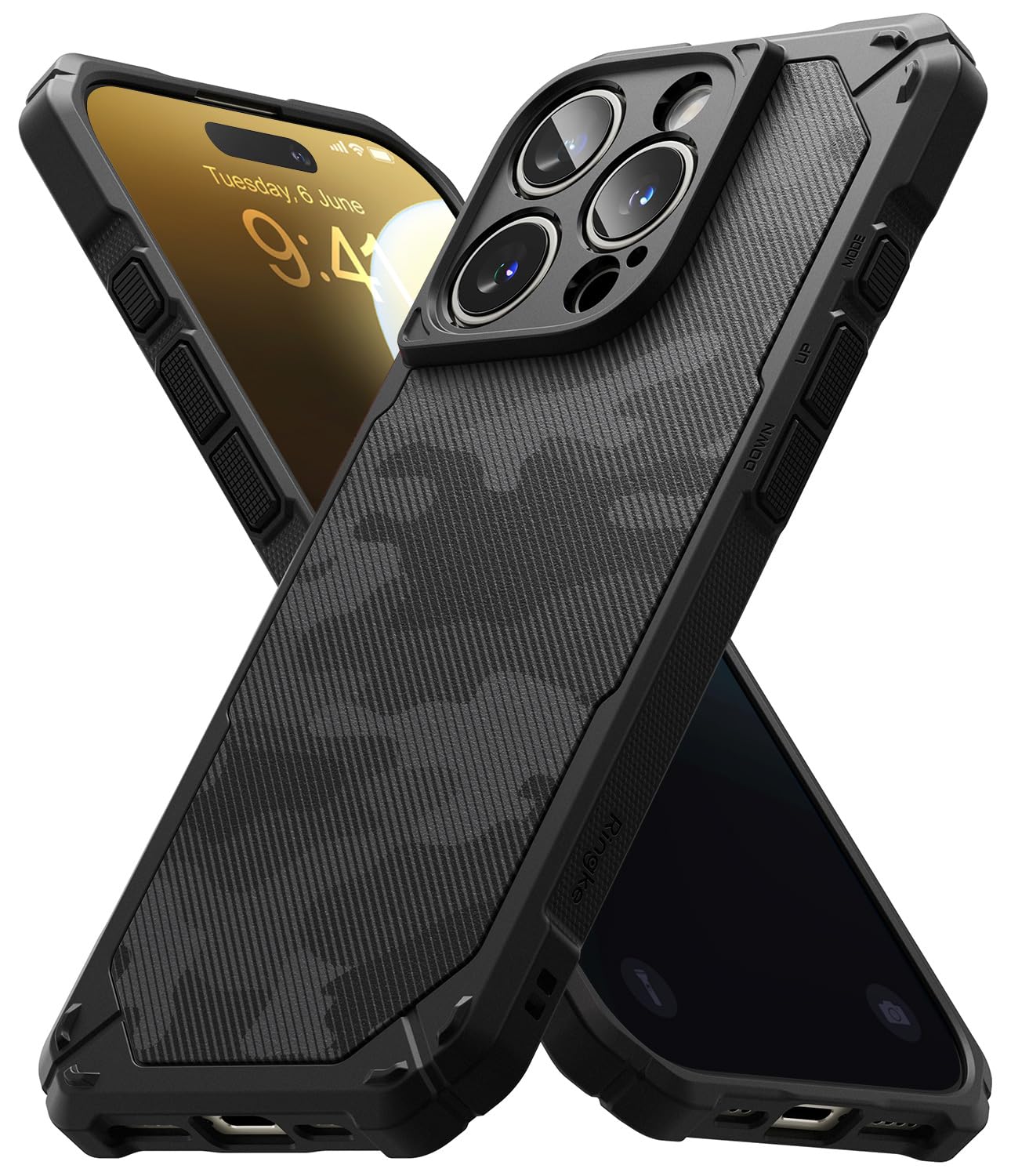 Ringke Rugged Gear Compatible with iPhone 16 Pro Max Case Cover Flexible Durable Anti-Slip TPU Protection Shockproof Bumper Full Protection iPhone 16 Pro Max Back Cover – Camo Black