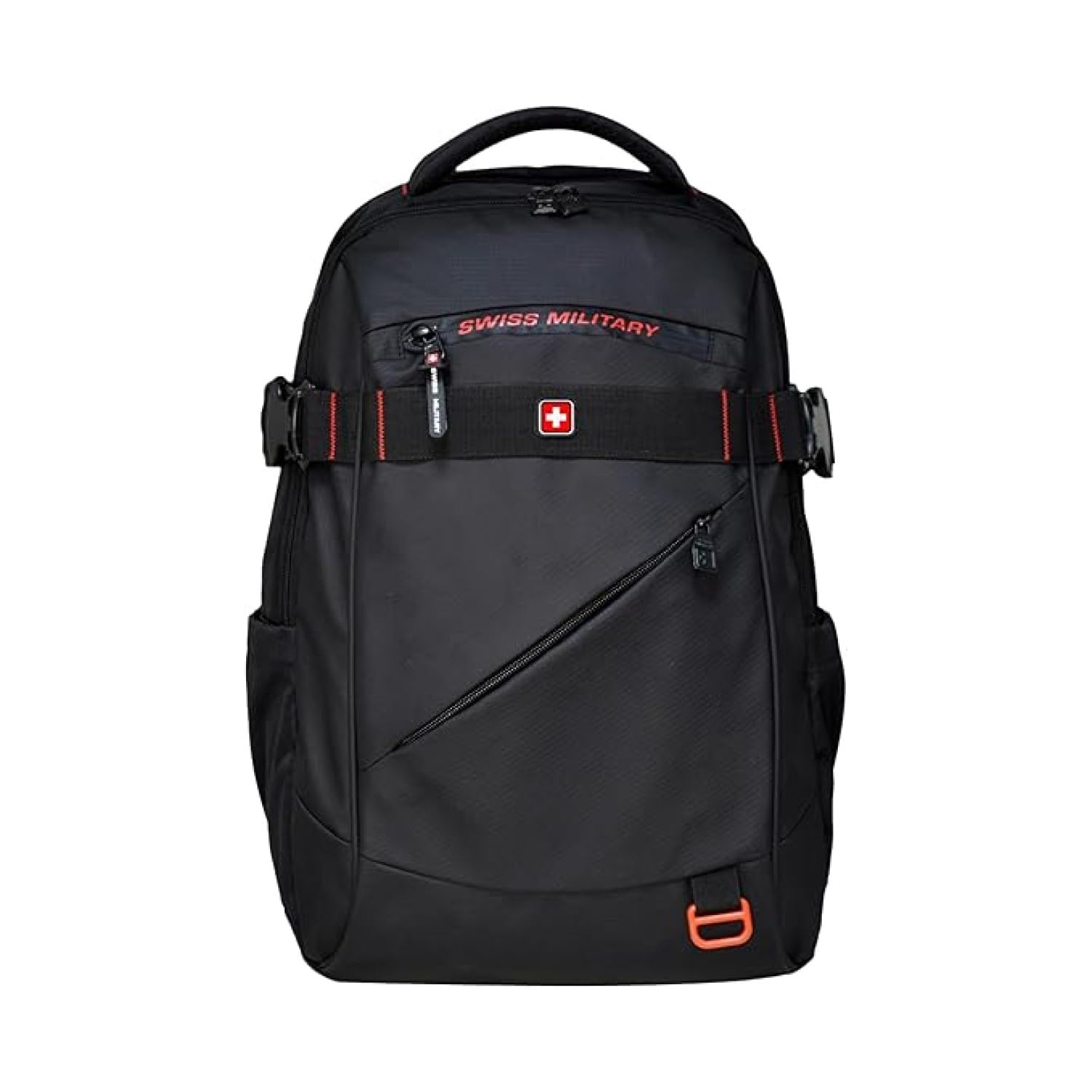 SWISS MILITARY 30L Unisex Laptop Travel Backpack for 15.6-Inch Laptops – with Luggage Strap, Detachable Key Ring, Anti-Theft Pocket, Expandable Bottle Pocket for Office and College Use
