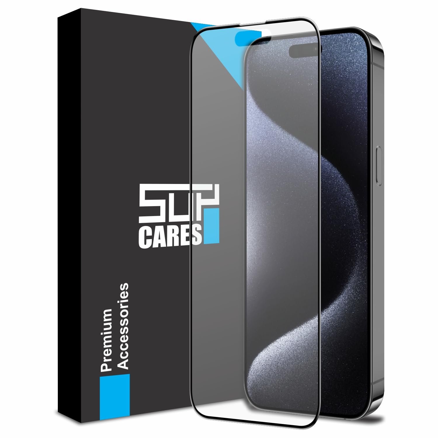 SupCares Military-Grade Matte Anti-Glare Tempered Glass Screen Protector for iPhone 15 Pro (6.1 Inch) With Installation Kit | Edge to Edge Coverage | Black