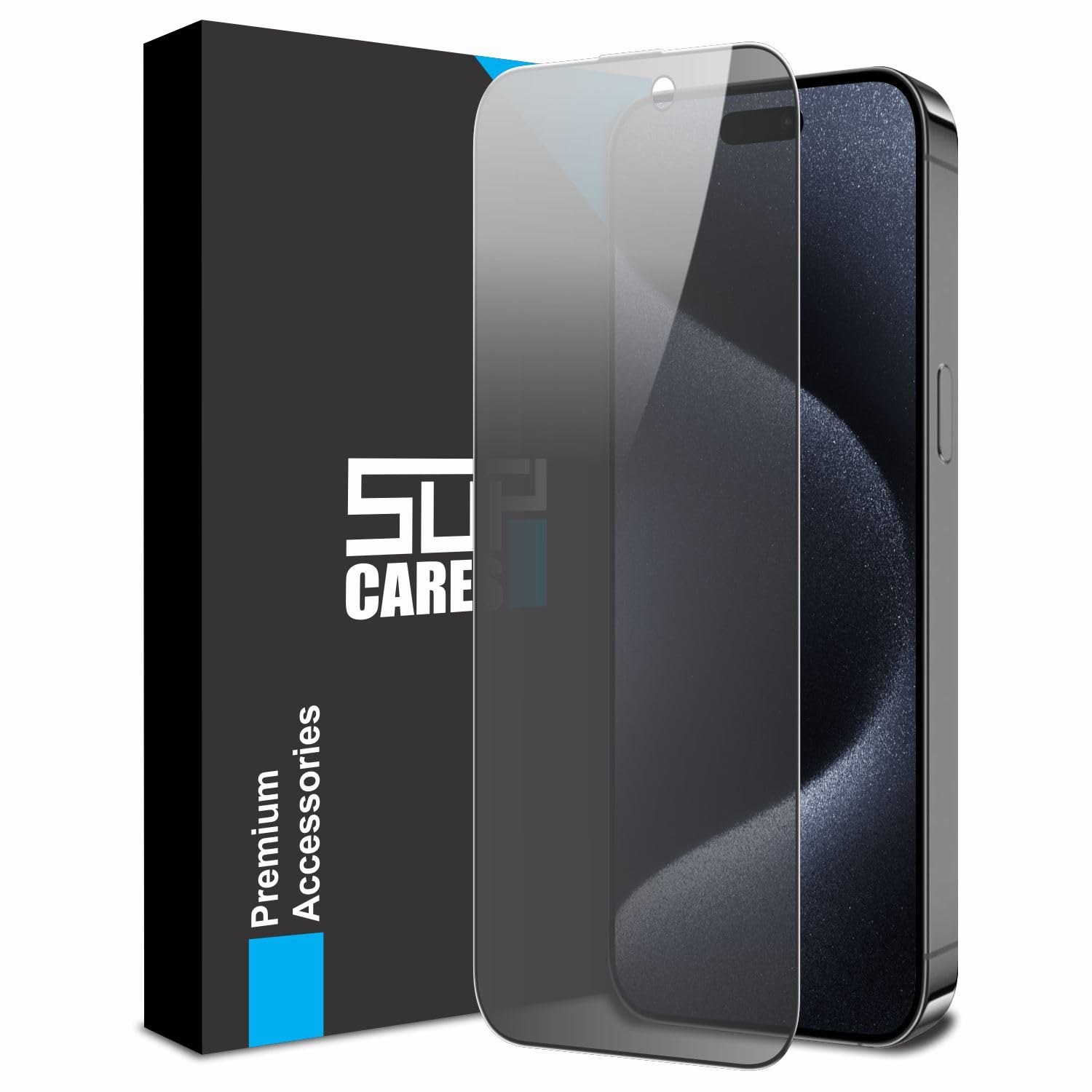 SupCares Military-Grade Privacy Tempered Glass Screen Protector for iPhone 15 Pro (6.1 Inch) With Installation Kit | Edge to Edge Coverage | Black