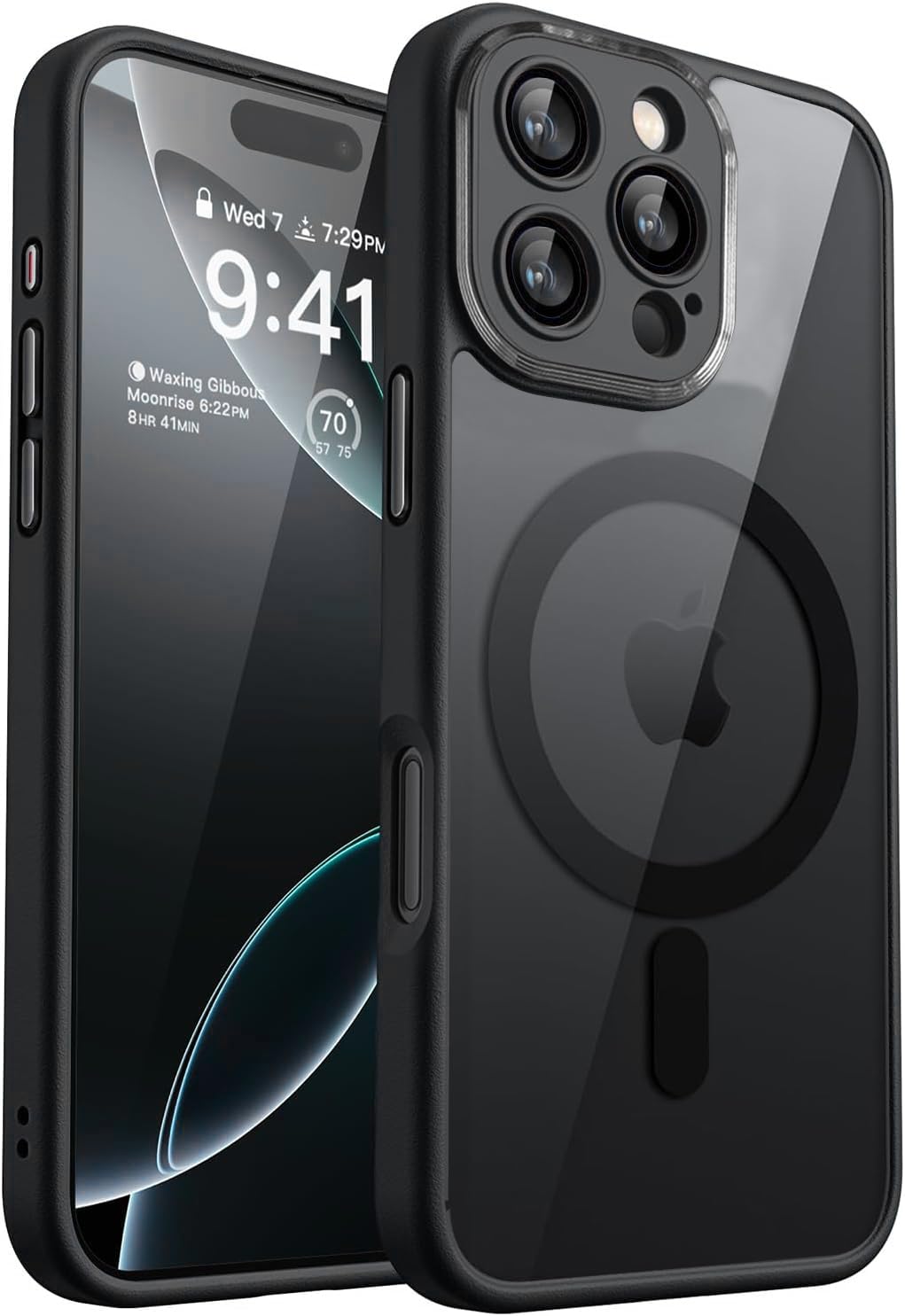 VONZEE Magnetic for iPhone 16 Pro Max Case, Upgraded Full Camera Protection, Compatible with Magsafe, Drop Protection, Clear Transparent Back Bumper for iPhone 16 Pro Max 6.7-Inch (Black)