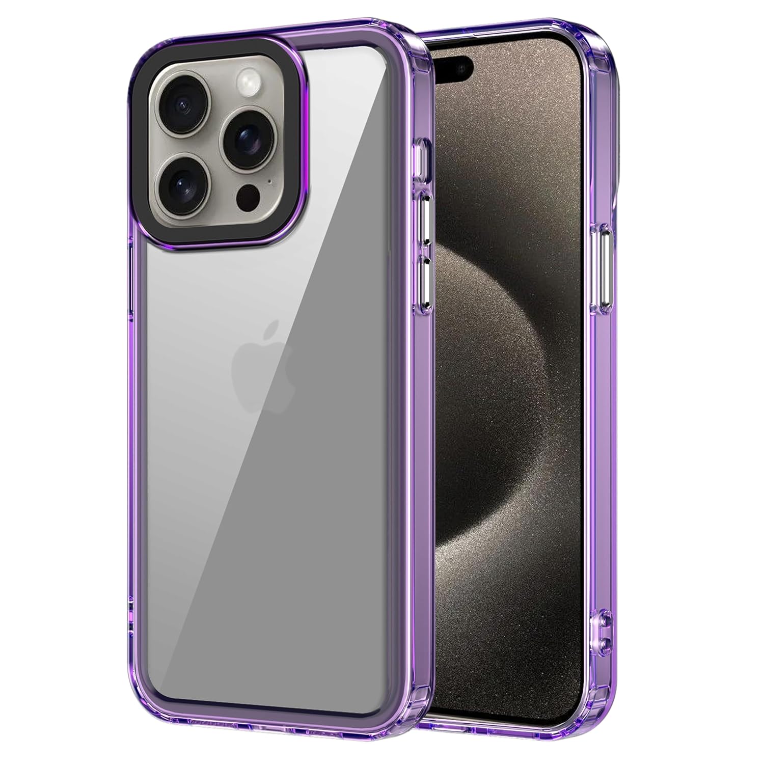 amazon basics Back Case Cover for iPhone 15 Pro (TPU + PC_Space-Purple)