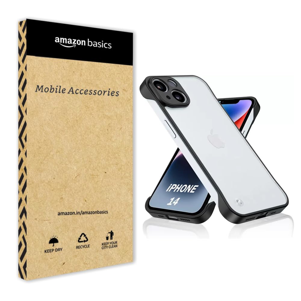 amazon basics Compatible with iPhone 13 Back Cover Case | Stylish Frameless Matte Hard Skin | Soft TPU Shock Proof Bumper Back Cover Case for iPhone 13 (Black) amazon basics Compatible with iPhone 13 Back Cover Case | Stylish Frameless Matte Hard Skin | Soft TPU Shock Proof Bumper Back Cover Case for iPhone 13 (Black)