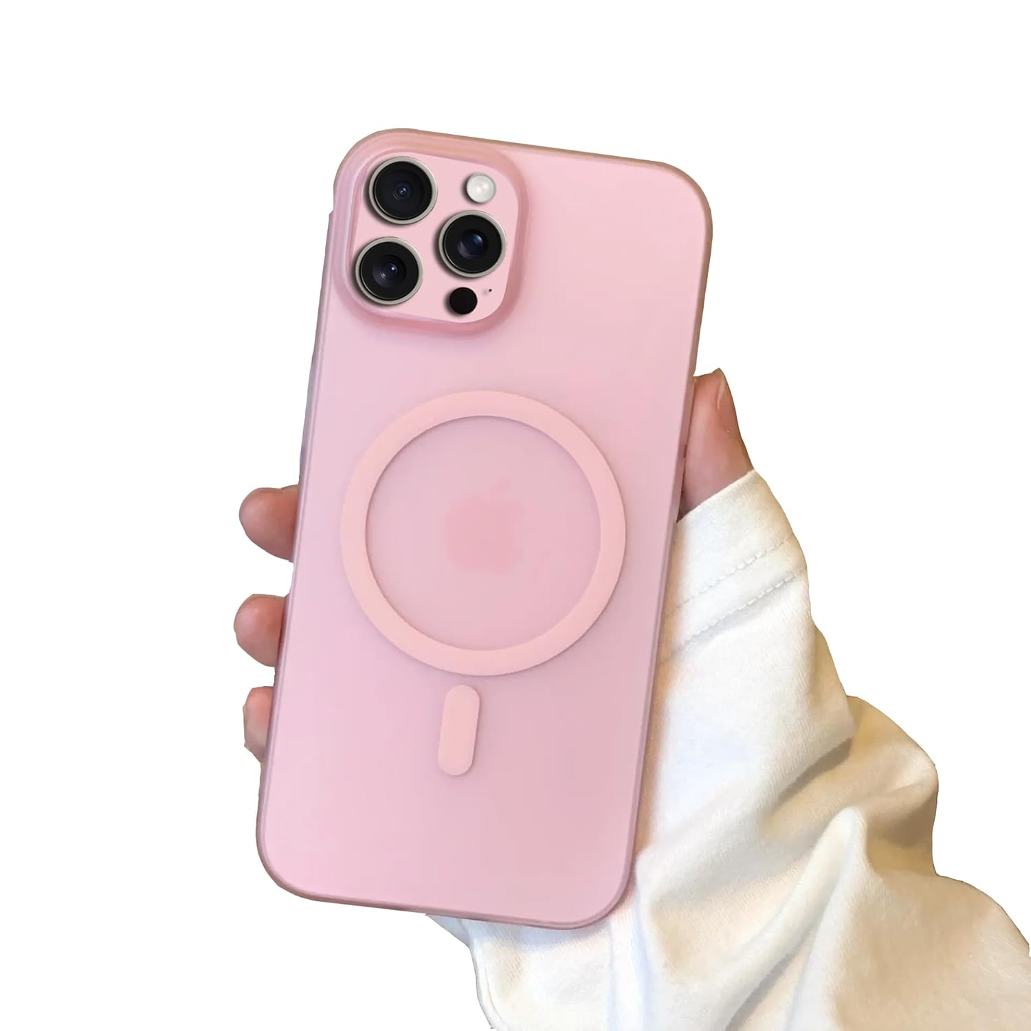 amazon basics Luxury Paper Thin Case Cover for iPhone 16 Pro Max | Matte Finish | Compatible with magsafe | (Pink, iPhone 16 Pro Max)