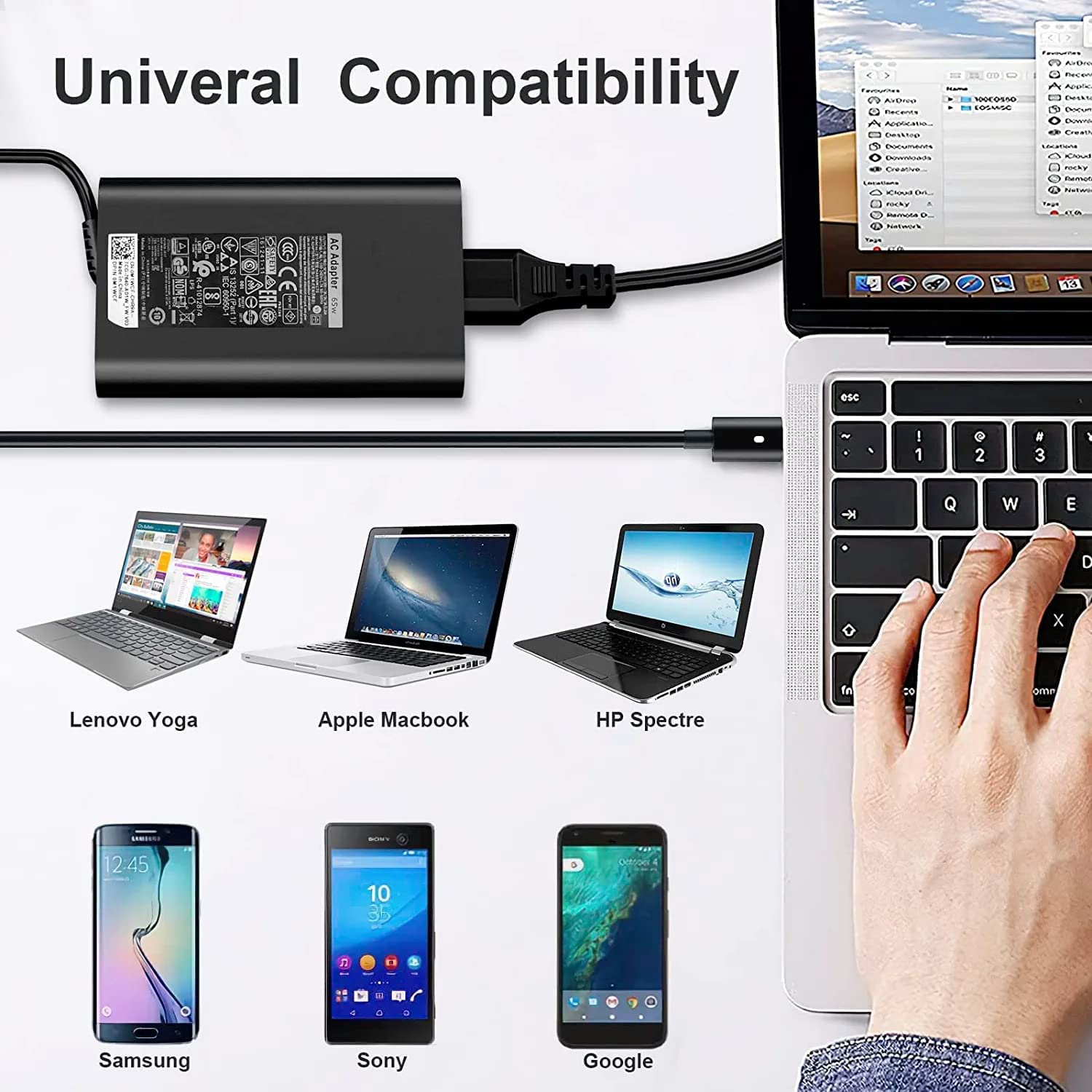 ABRALE 65w 45w USB-C Type C Laptop Charger Replacement for Dell Latitude 7275 7370 5420 5285 5290 5520 XPS 13 9250 9360 9365 9370 9380 9350 9550 Chromebook 3100 3400 5190 la65nm170 02YK0F Adapter