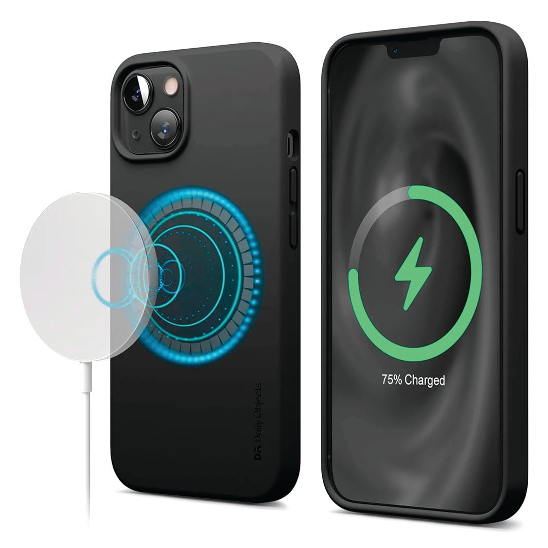 DailyObjects Case for iPhone 13 Compatible with Mag-Safe Wireless Charging, Flekt Liquid Silicone Slim Shockproof Back Cover