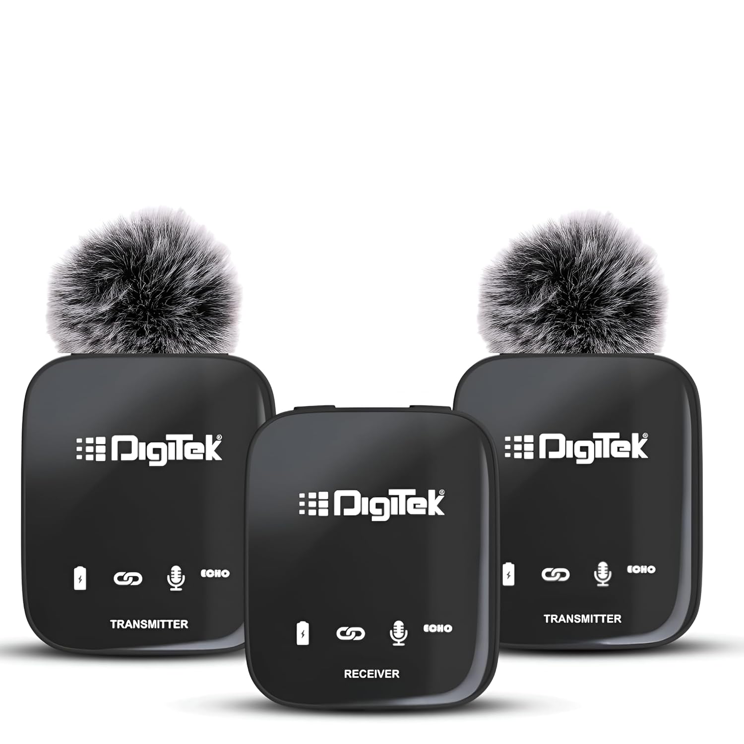 Digitek® (DWM 101 Wireless Microphone System with ANC Noise Reduction, 360° Sound Capture, 100M Range, Upto 12 Hrs Working Time, for DSLR Camera, Android & iOS Smartphones, Seamless Audio Recording
