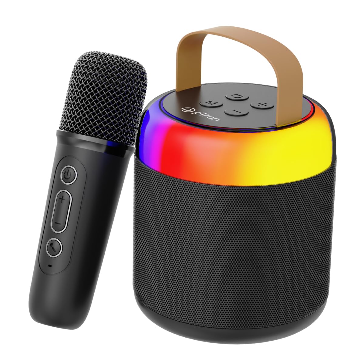 pTron Newly Launched Fusion Bliss 16W Bluetooth Speaker with Wireless Karaoke Mic, 6Hrs Playtime, Vibrant RGB Lights, Voice Effects, Multi-Play Modes BT5.3/TF Card & Type-C Charging Port (Black) pTron Newly Launched Fusion Bliss 16W Bluetooth Speaker with Wireless Karaoke Mic, 6Hrs Playtime, Vibrant RGB Lights, Voice Effects, Multi-Play Modes BT5.3/TF Card & Type-C Charging Port (Black)