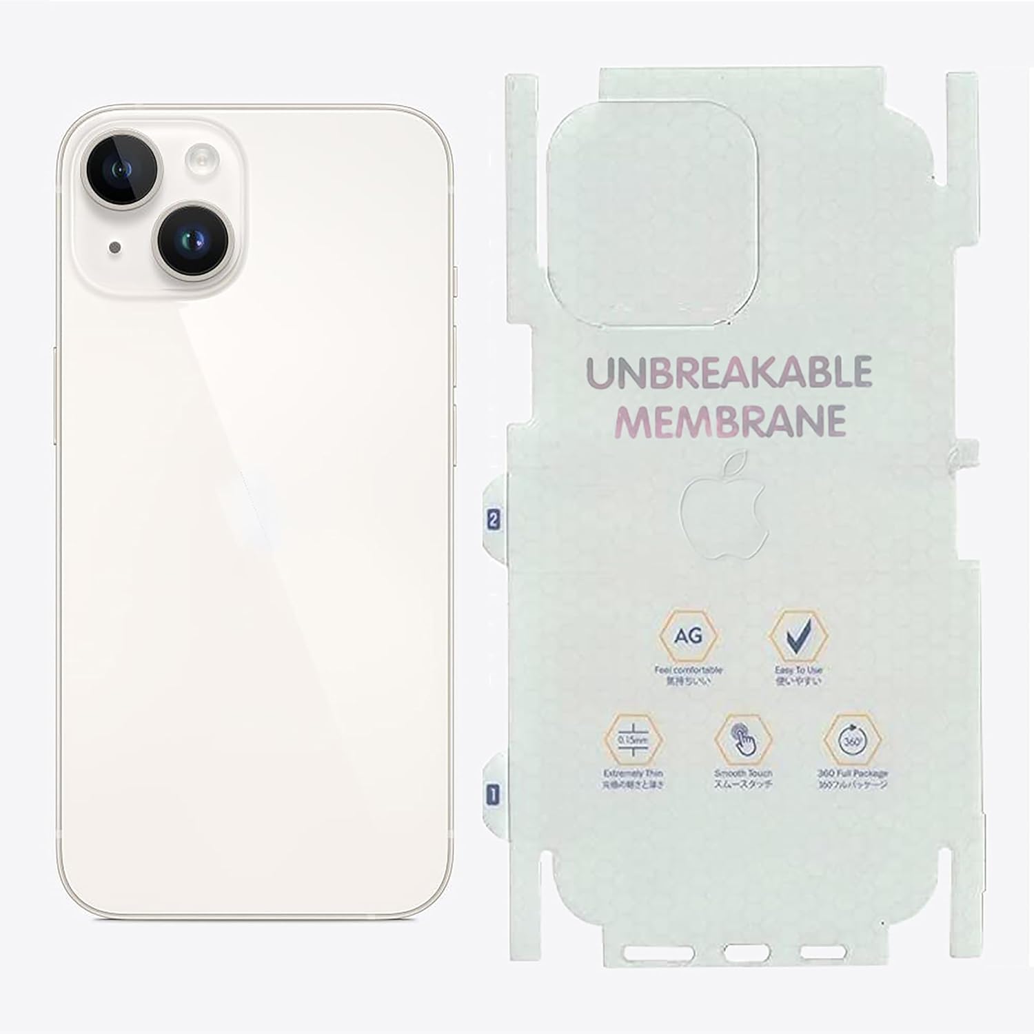 JGD PRODUCTS Matte Finish Full Body Cover Back Protector Compatible with iPhone 13 | Unbreakable Membrane Scratch Guard Full Fit Protective, Case Friendly, (Back & Side) (Pack of 1)