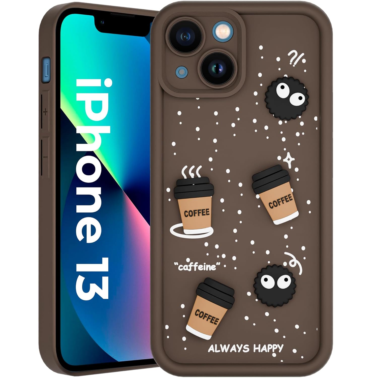 A rtistque Back Cover Case for iPhone 13 Cute Fun Cartoon 3D | Silicone Case | Camera Protection | Body Protection | Shock Proof Cover | iPhone 13 Case Cover – Brown