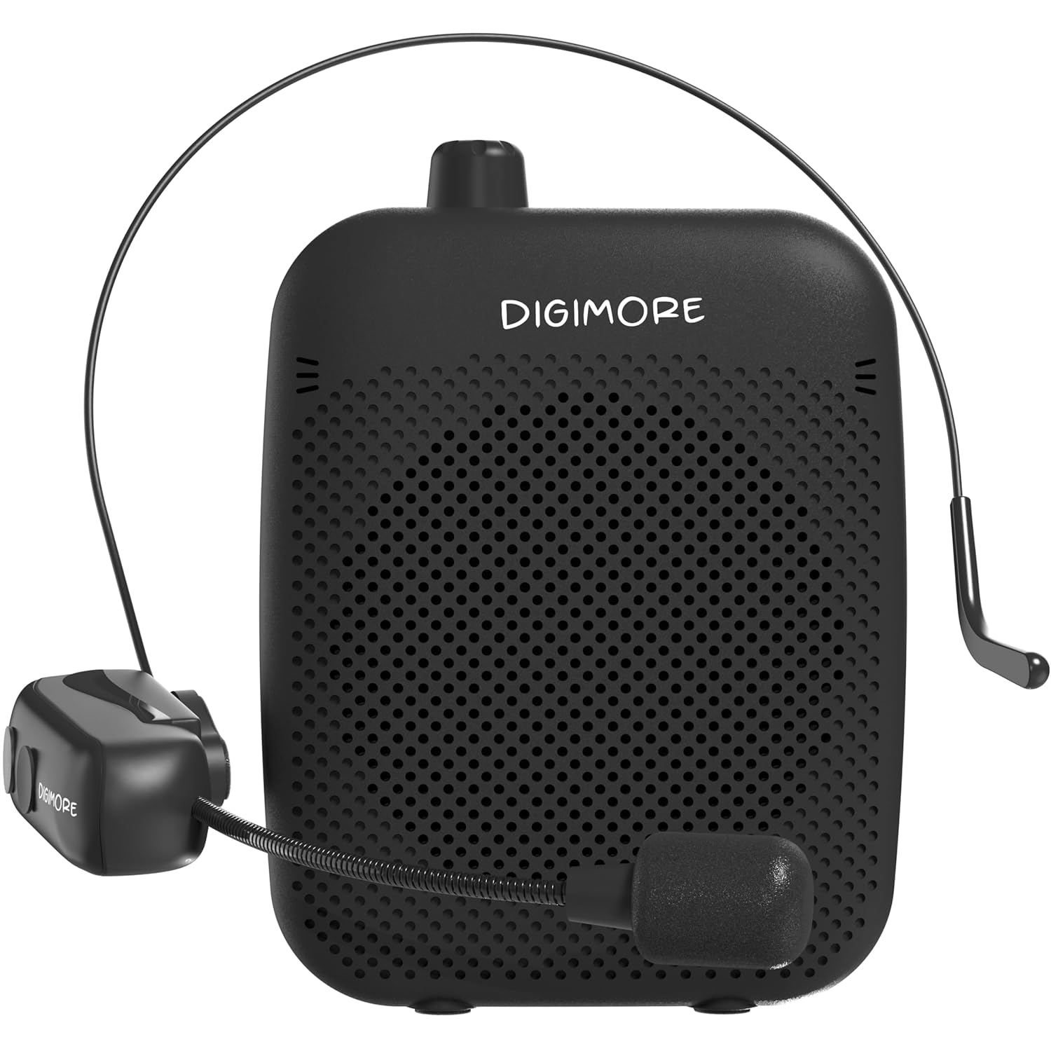 DIGIMORE Wireless Voice Amplifier for Teachers with Bluetooth | 10-Hr Battery | 10W Speaker | Wireless Headset Mic for Tour Guides, Teaching Mic, Factory Visits & PA System (D-1200 WL)