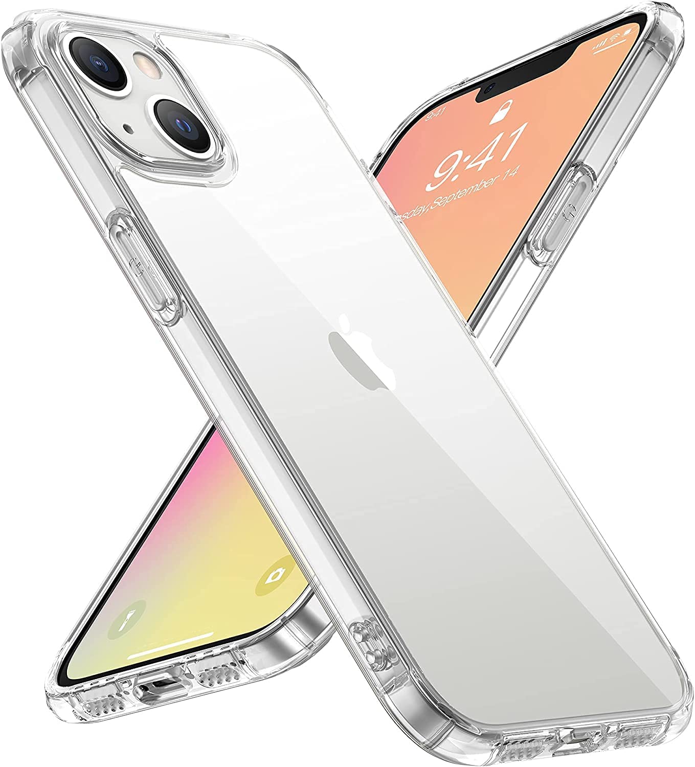 Dashmesh Shopping Back Cover for iPhone 13 (Soft & Shockproof Back Case with inbuilt Cushioned Edges) Transparent