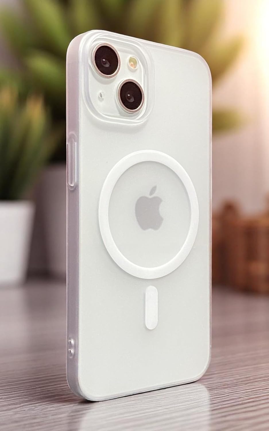 Frosted Transparent Back Cover for iPhone 13/14 | Compatible with Magsafe | Dual Camera Protection | Lightweight & Thin Case for iPhone 13/14 | Frosted Matte Finish Transparent Back Case |