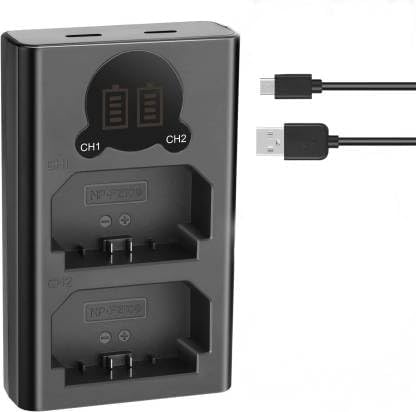 Fz100 Dual Fast Camera Battery Charger with Type ‘c’ Cable Compatible with Sony A9, A7r3, A73 Cameras