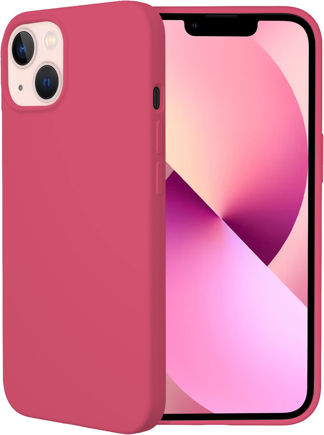 LOXXO ® Microfiber Candy Case Compatible for iPhone 13 6.1 inches Shockproof Slim Back Cover Liquid Silicone Case – Hibiscus