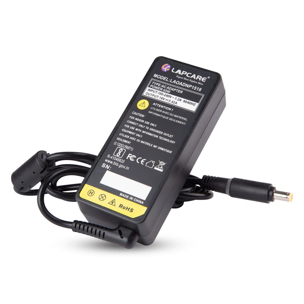 Lapcare Compatible Adapter Charger for Acer 19.5v 3.42a 65W for laptops (Without Power Cable),Black