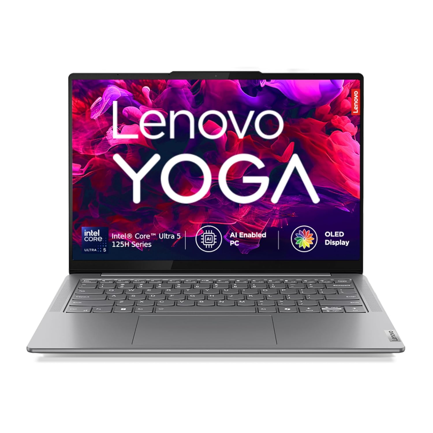 Lenovo Smartchoice Yoga Slim 7 Intel Core Ultra 5 125H Built-in AI 14″(35.5cm) WUXGA-OLED 400Nits Laptop (16GB/512GB SSD/60Hz/100% DCI-P3/Win11/MSO 21/1Yr ADP Free/Alexa/Grey/1.39Kg), 83CV003MIN