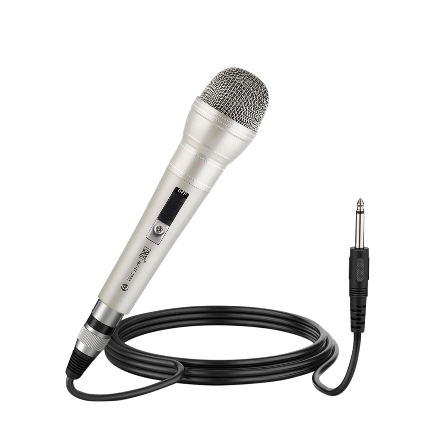 MX Wired Dynamic Microphone with 6.3mm Jack Professional Cardioid Vocal Mic for Karaoke, PA System, DJ, Church, Events Handheld Wired Mic with On/Off Switch for Speaker & Amplifier