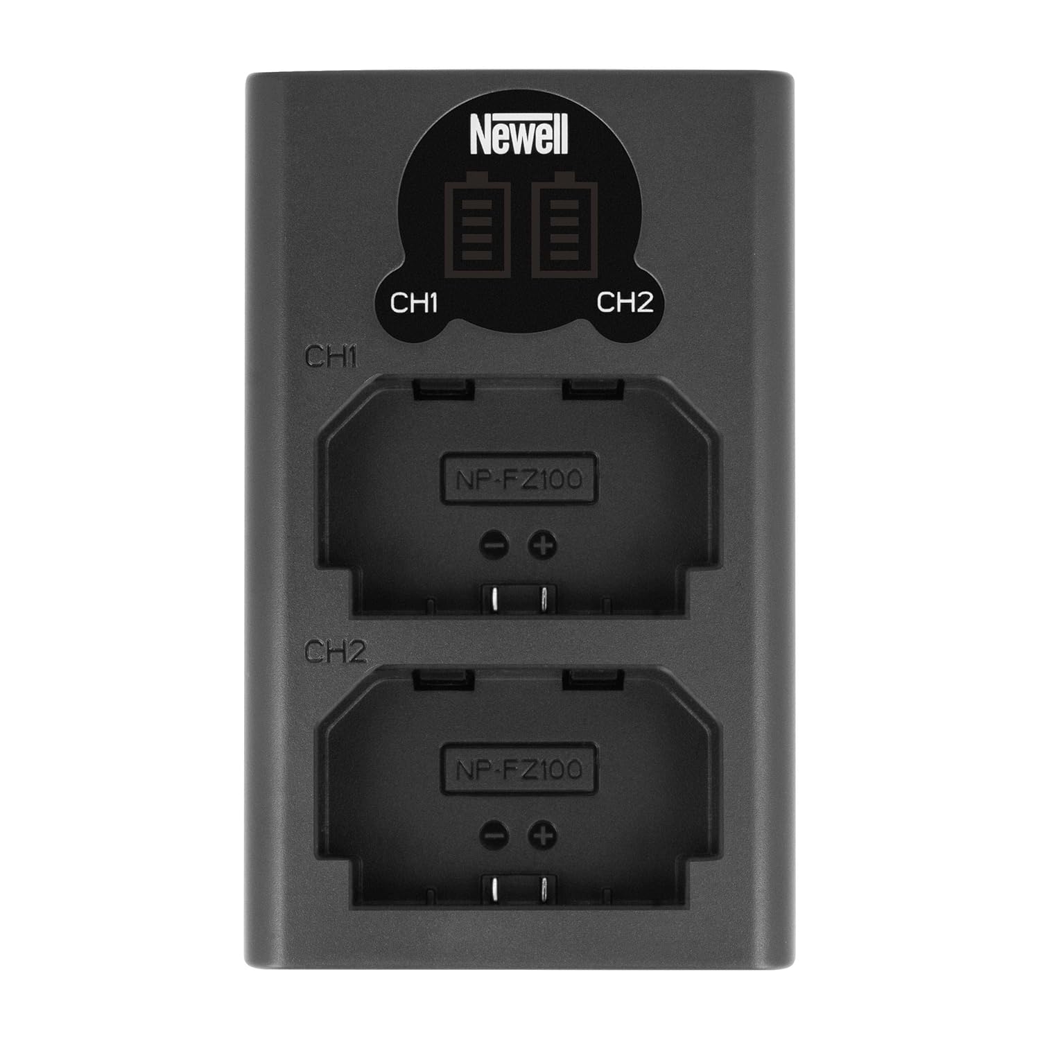 Newell DL-USB-C Dual Channel Charger for NP-FZ100, Black. Compatible with Sony A9 A7III A7RIII Cameras (2-Pack 7.2V 2280mAh Battery, Versatile Charging Option)
