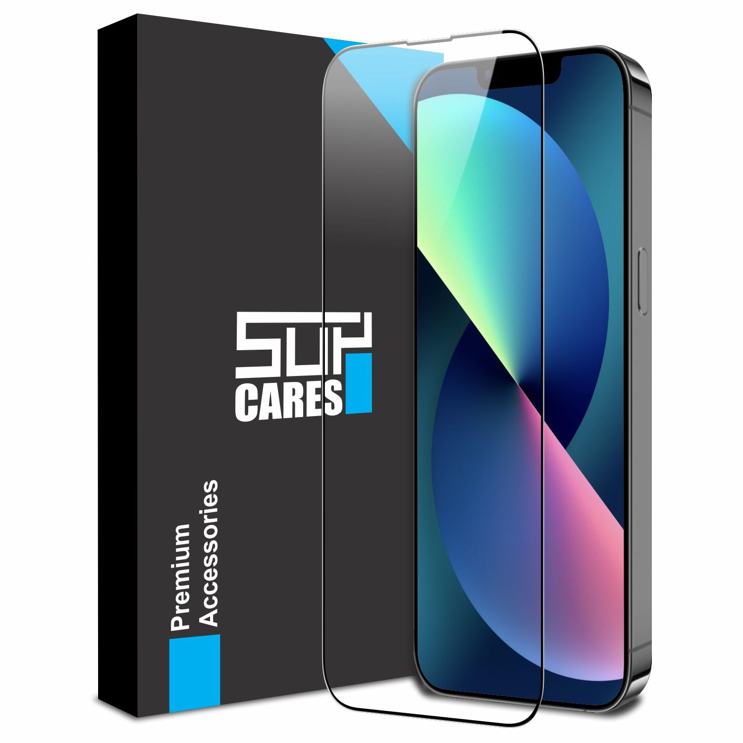 SupCares Military-Grade Gorilla Tempered Glass Screen Protector for iPhone 13 Mini (5.4 Inch) With Installation Kit | Edge to Edge Coverage | Black