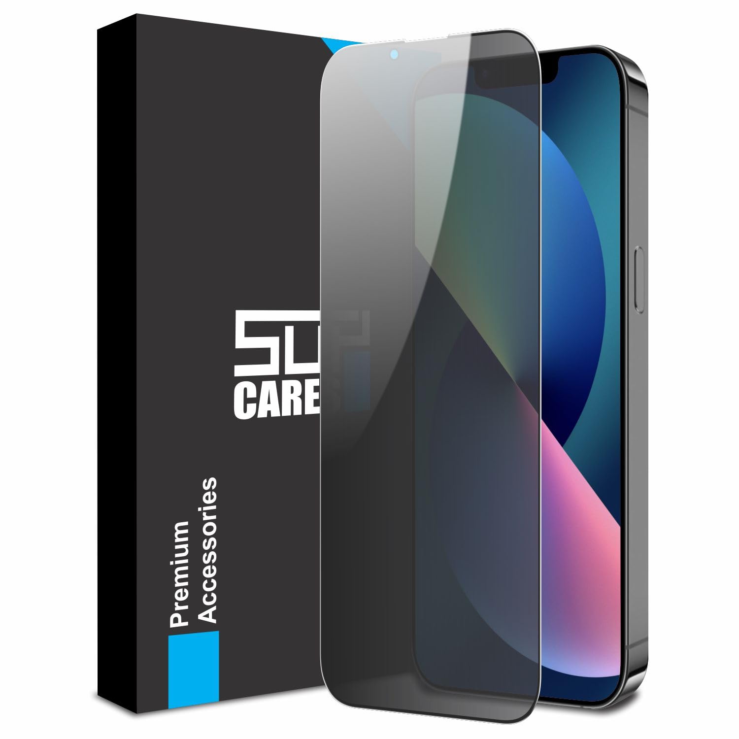 SupCares Military-Grade Privacy Tempered Glass Screen Protector for iPhone 13 Mini (5.4 Inch) With Installation Kit | Edge to Edge Coverage | Black