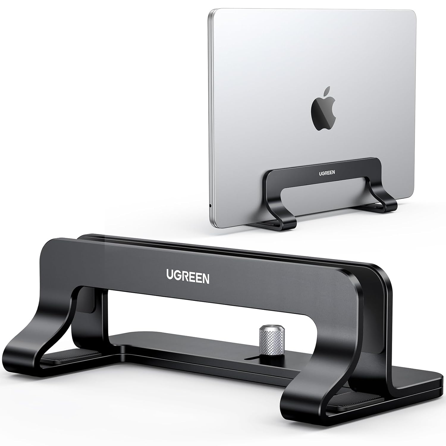 UGREEN Vertical Laptop Stand Holder for Desk Adjustable, Aluminum Dock, Compatible with MacBook, Surface Book, Chromebook, up to 17.3 Inch, Black