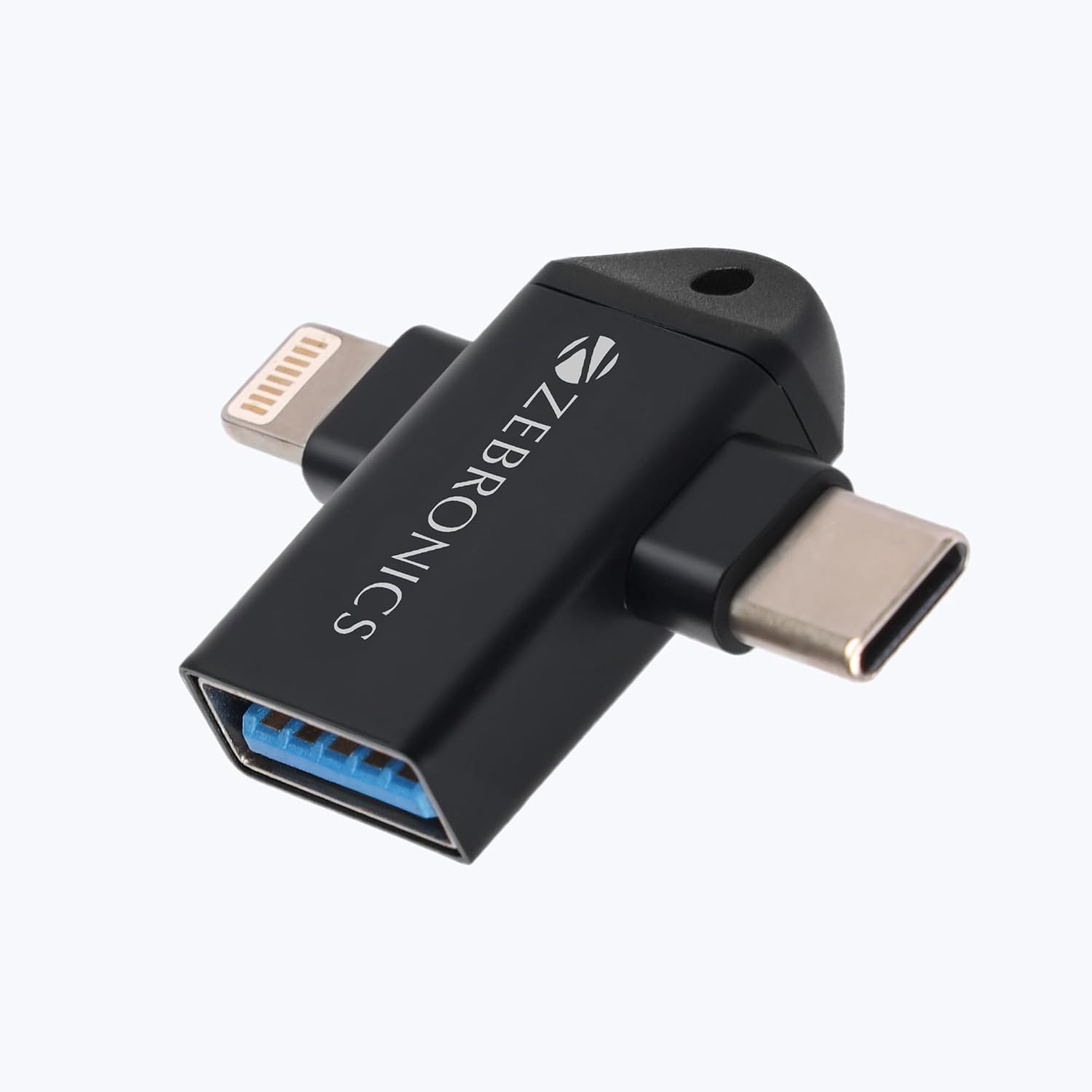 ZEBRONICS OTG2, 2 in 1 Lightning | Type C – USB OTG Converter, USB 3.0, Backward Compatible, Speeds Upto 5Gbps, Compatible with iPhone, iPad, Android, Laptop