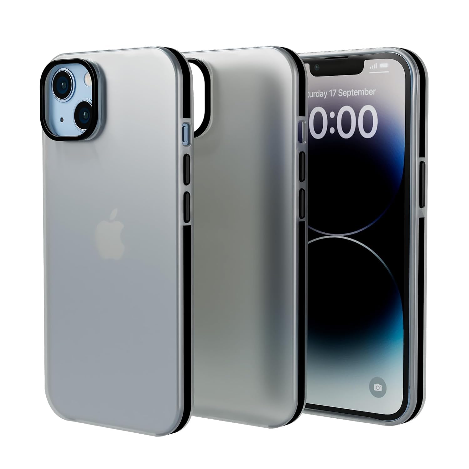 amazon basics Premium Frosted Series Sleek Translucent Matte Anti Slip, Drop and Camera Protecton, Back Case Cover for iPhone 13 6.1″- Translucent Black