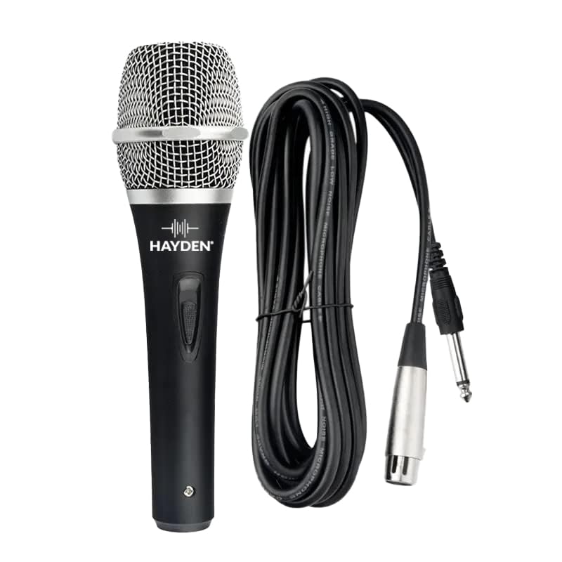 hayden BK-103 Dynamic Cardioid Vocal Microphone with 5-Meter XLR Cable, On/Off Switch, Smart Noise Reduction, Metal Body Compatible with Karaoke Machines, Singing, Speakers, Amplifiers (Black)