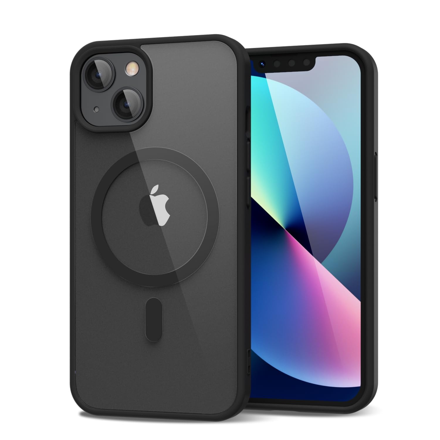 oakxco for iPhone 13 Case Clear Magnetic Compatible with Magsafe, Thin Slim Transparent Non Yellowing, Hybrid Soft Silicone Bumper & Hard Plastic Protective Cover for Women, Black