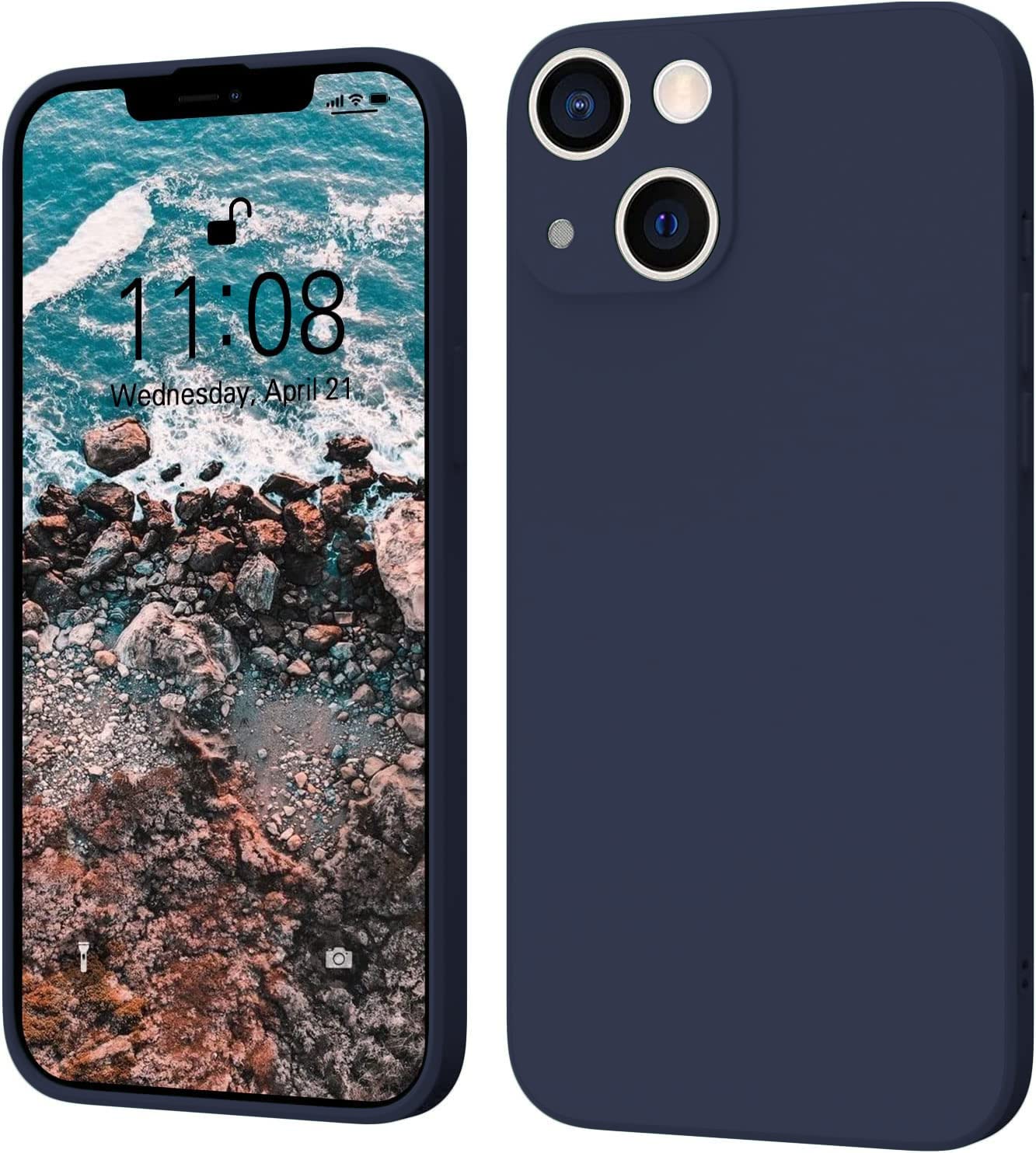 LOXXO® Square Candy Liquid Silicone iPhone Case Cover Compatible for iPhone 13, All Cube Series with Microfiber Lining Compatible iPhone 13 (6.1 inch) – Dark Blue