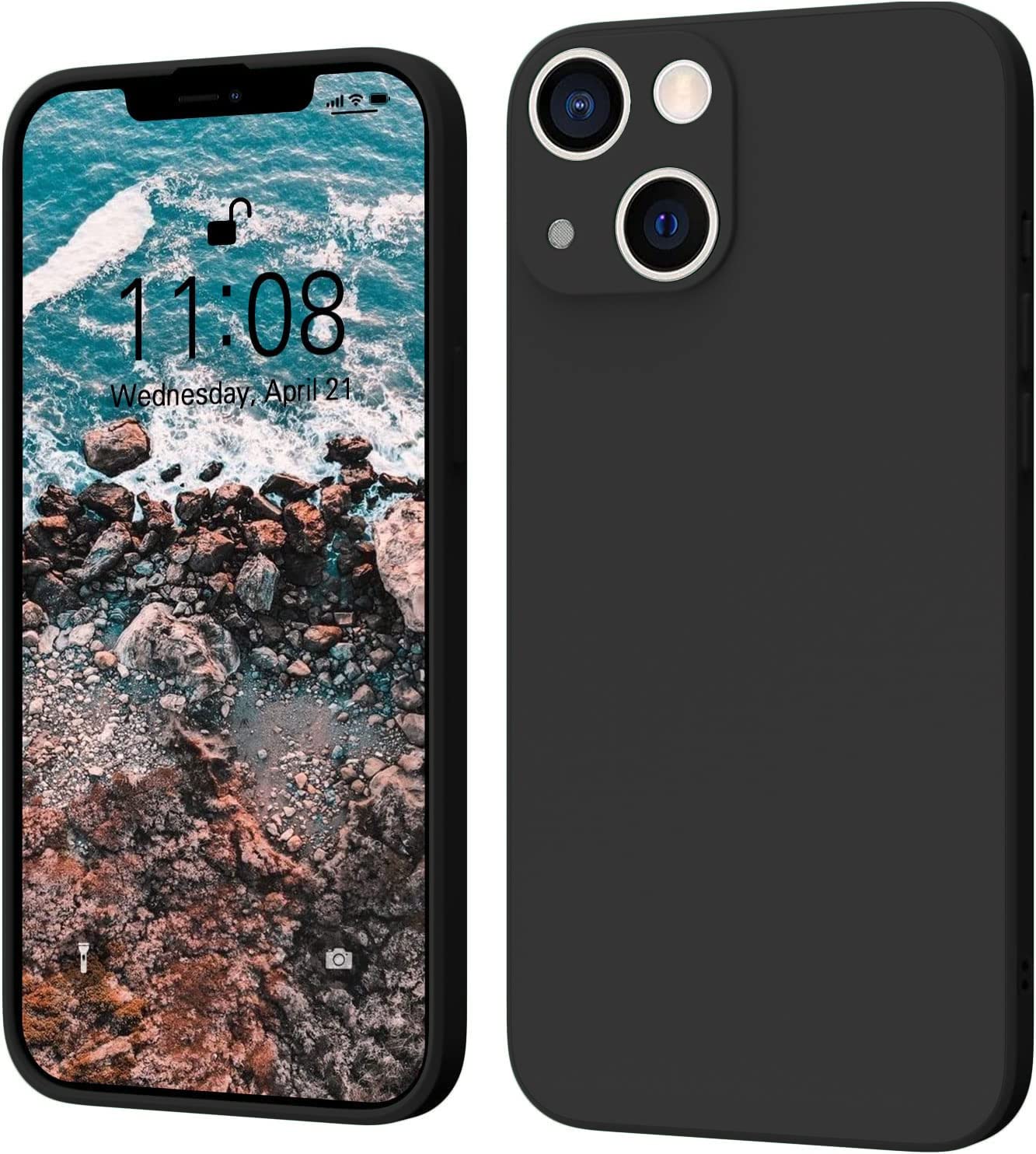 LOXXO® Square Candy Liquid Silicone iPhone Case Cover Compatible for iPhone 13, All Cube Series with Microfiber Lining Compatible iPhone 13 (6.1 inch) – Black