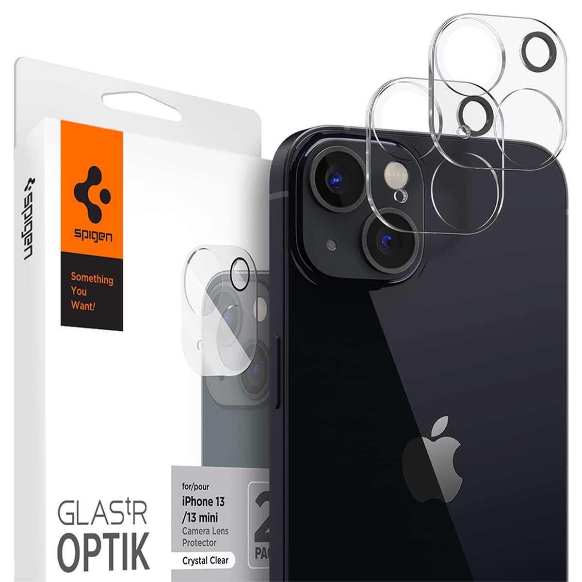 Spigen Optik Tempered Glass Camera Lens Protector Guard for iPhone 13 and iPhone 13 Mini (Clear) – 2 Pack