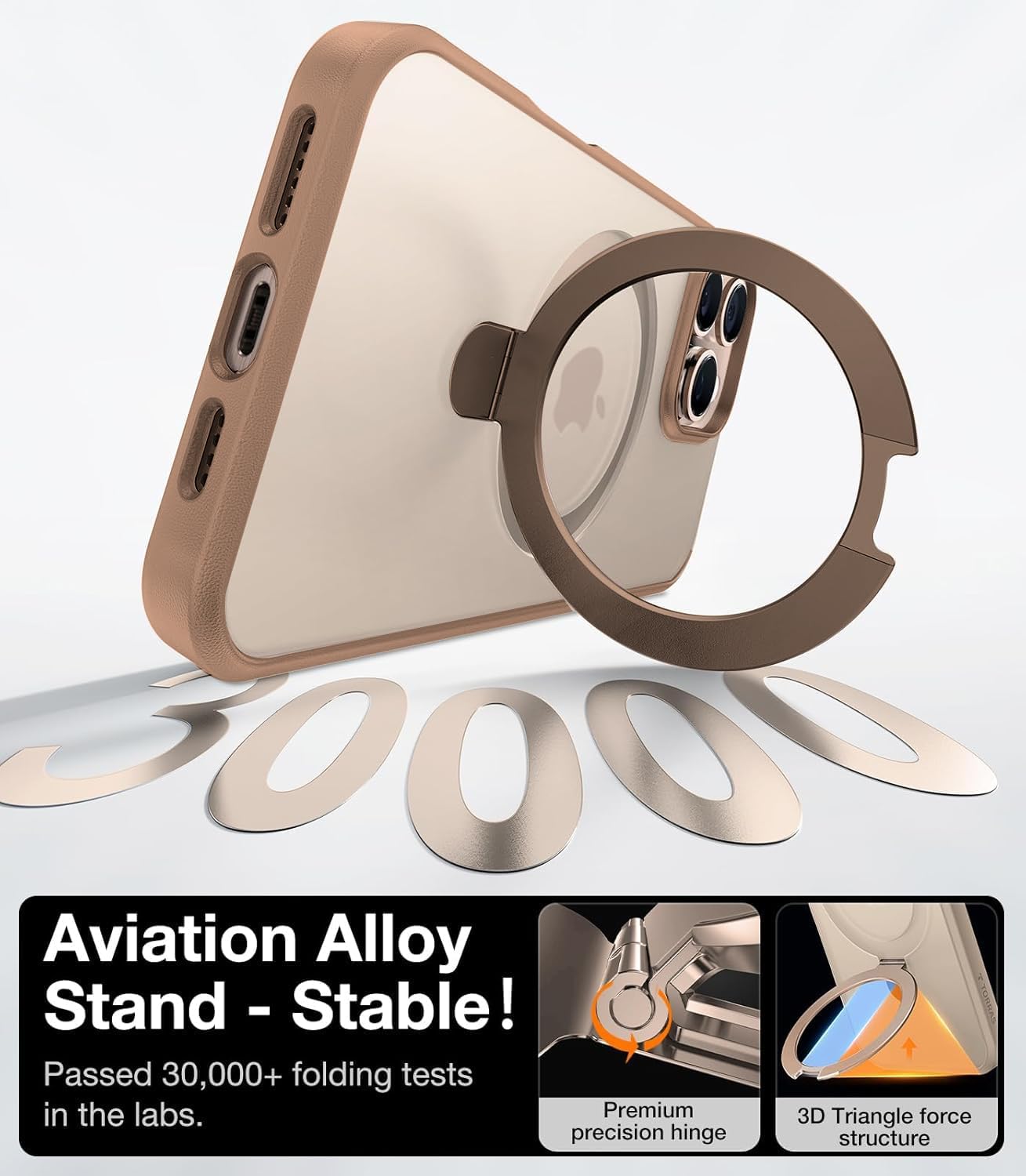 AIBEX Back Cover for Apple iPhone 13 Pro Max with OStand Ring Kickstand| MagSaf Compatible Magnetic Metal Alloy Ring| Wireless Charging|Slim Thin Scratch Resistant Armor|Shockproof Protective – Brown