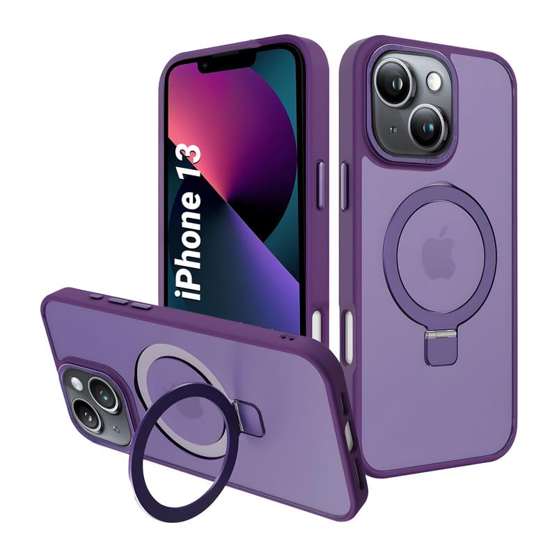 AIBEX Back Cover for Apple iPhone 13 with OStand Ring Kickstand| MagSaf Compatible Magnetic Metal Alloy Ring| Wireless Charging| Slim Thin Scratch Resistant Armor |Shockproof Protective Case – Purple AIBEX Back Cover for Apple iPhone 13 with OStand Ring Kickstand| MagSaf Compatible Magnetic Metal Alloy Ring| Wireless Charging| Slim Thin Scratch Resistant Armor |Shockproof Protective Case – Purple