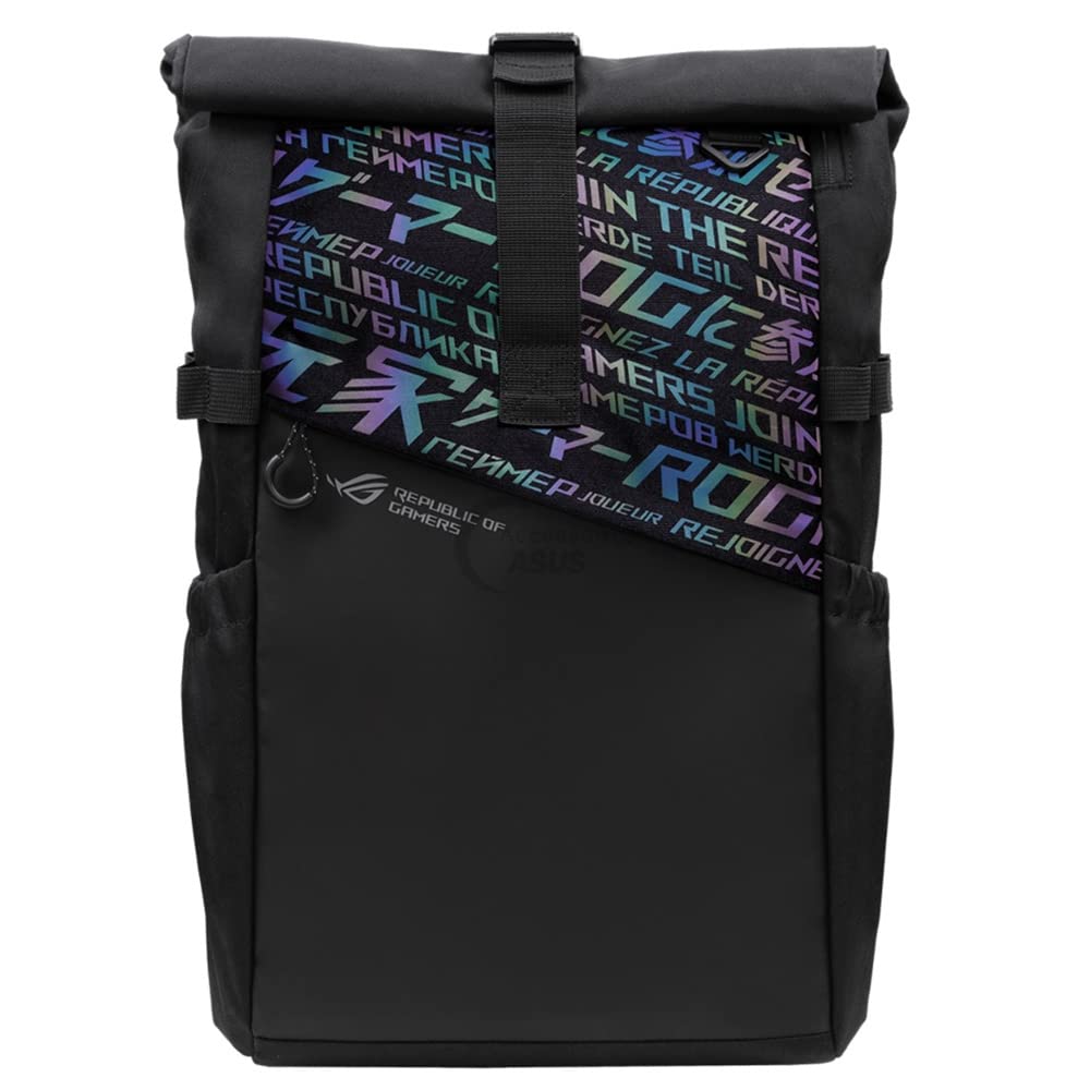 ASUS ROG BP4701 Gaming Laptop Backpack with Holographic Cybertext Printing, Roll Up Design, Suitable for up to 17 inch Laptop (Black)