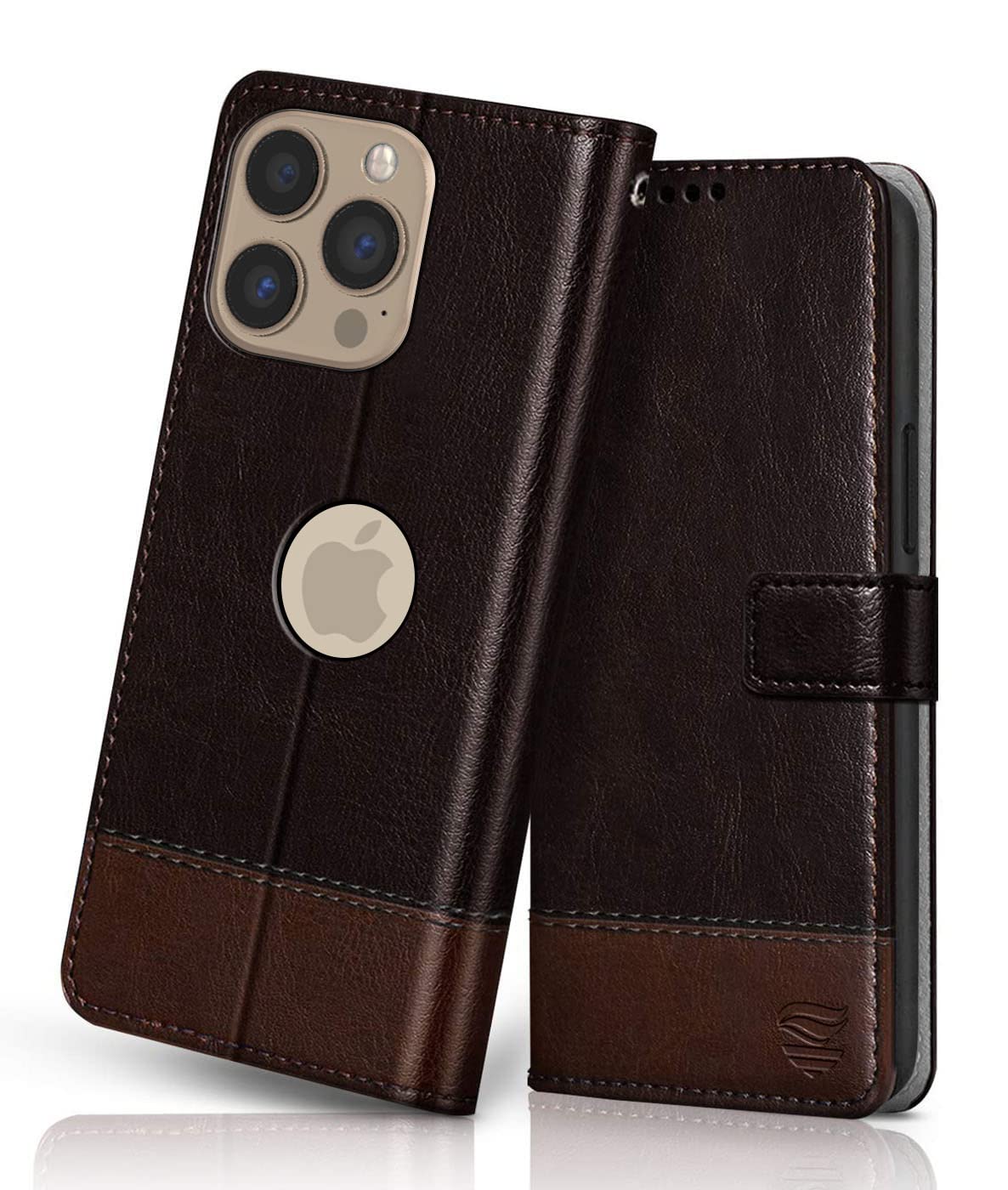 FLIPPED Vegan Leather Flip Case Back Cover Compatible with Apple iPhone 13 Pro (Flexible, Shock Proof | Hand Stitched Leather Finish | Card Pockets Wallet & Stand | Coffee with Brown) FLIPPED Vegan Leather Flip Case Back Cover Compatible with Apple iPhone 13 Pro (Flexible, Shock Proof | Hand Stitched Leather Finish | Card Pockets Wallet & Stand | Coffee with Brown)