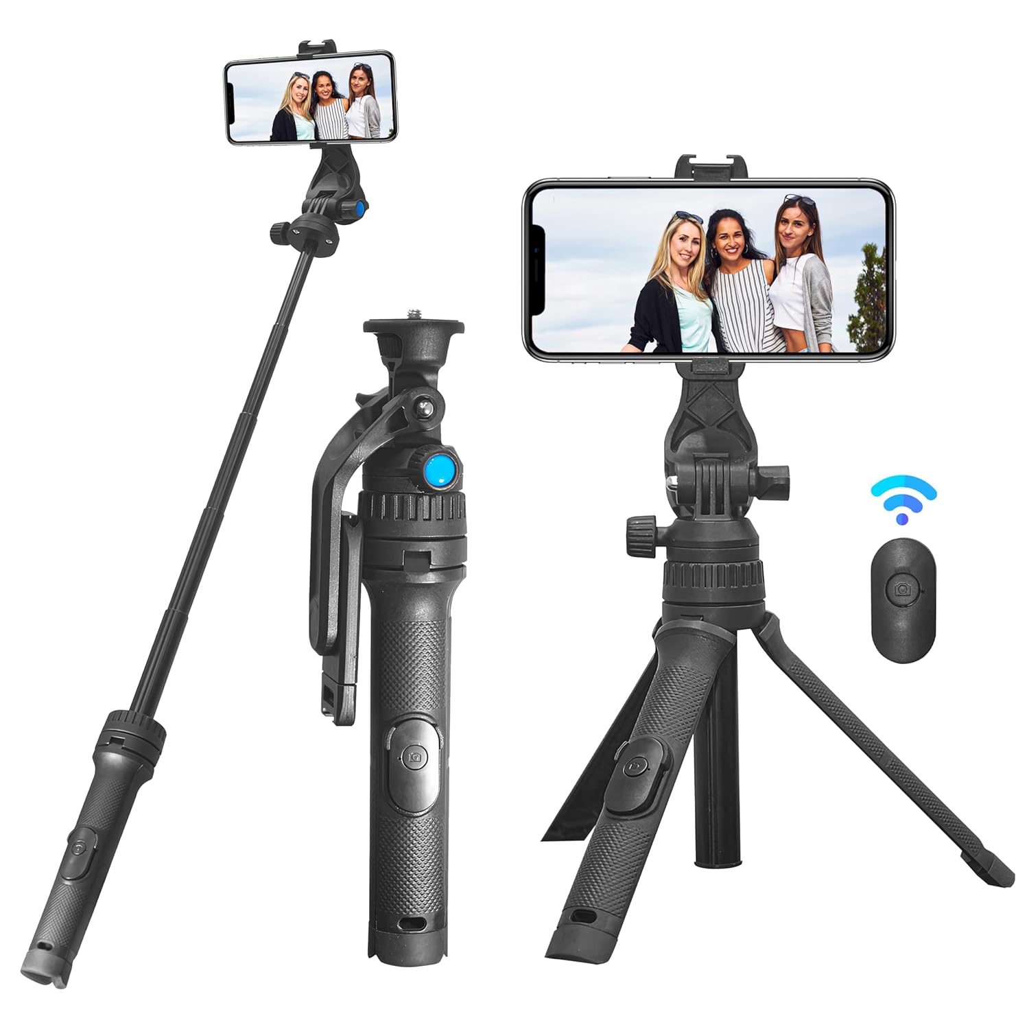 HIFFIN HTR-34 Selfie Stick Tripod, 29” Professional Tripod with Wireless Remote, Portable Travel Tripod Stand Compatible with Smartphones & Cameras for Vlogging/Video Recording/Live Streaming