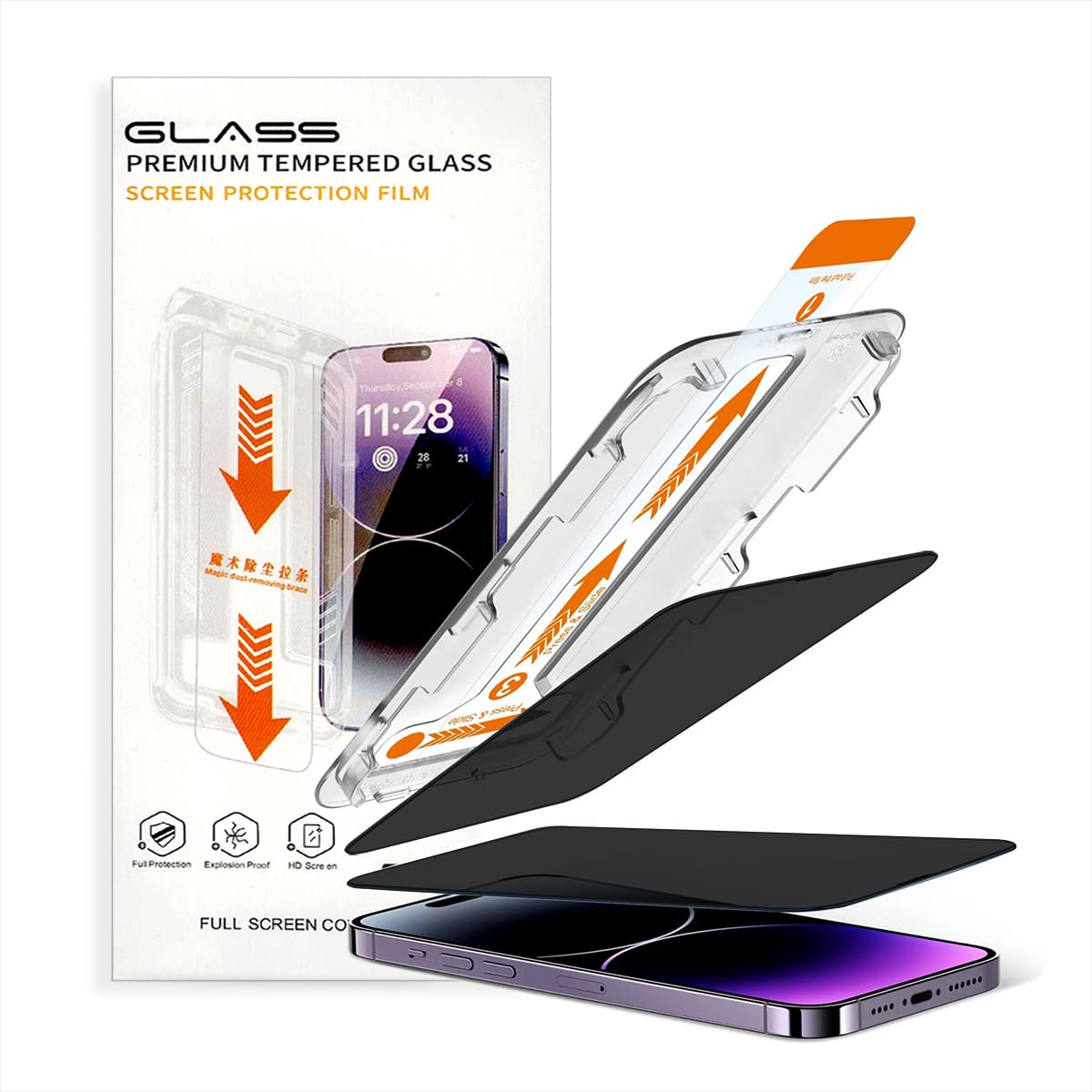 LIRAMARK Easy Fit 9H Anti-Smudge Privacy Tempered Glass Screen protector compatible with iPhone 13 Pro. Screen Guard with auto align Installation Kit for Apple iPhone 13 Pro (6.1 inch)