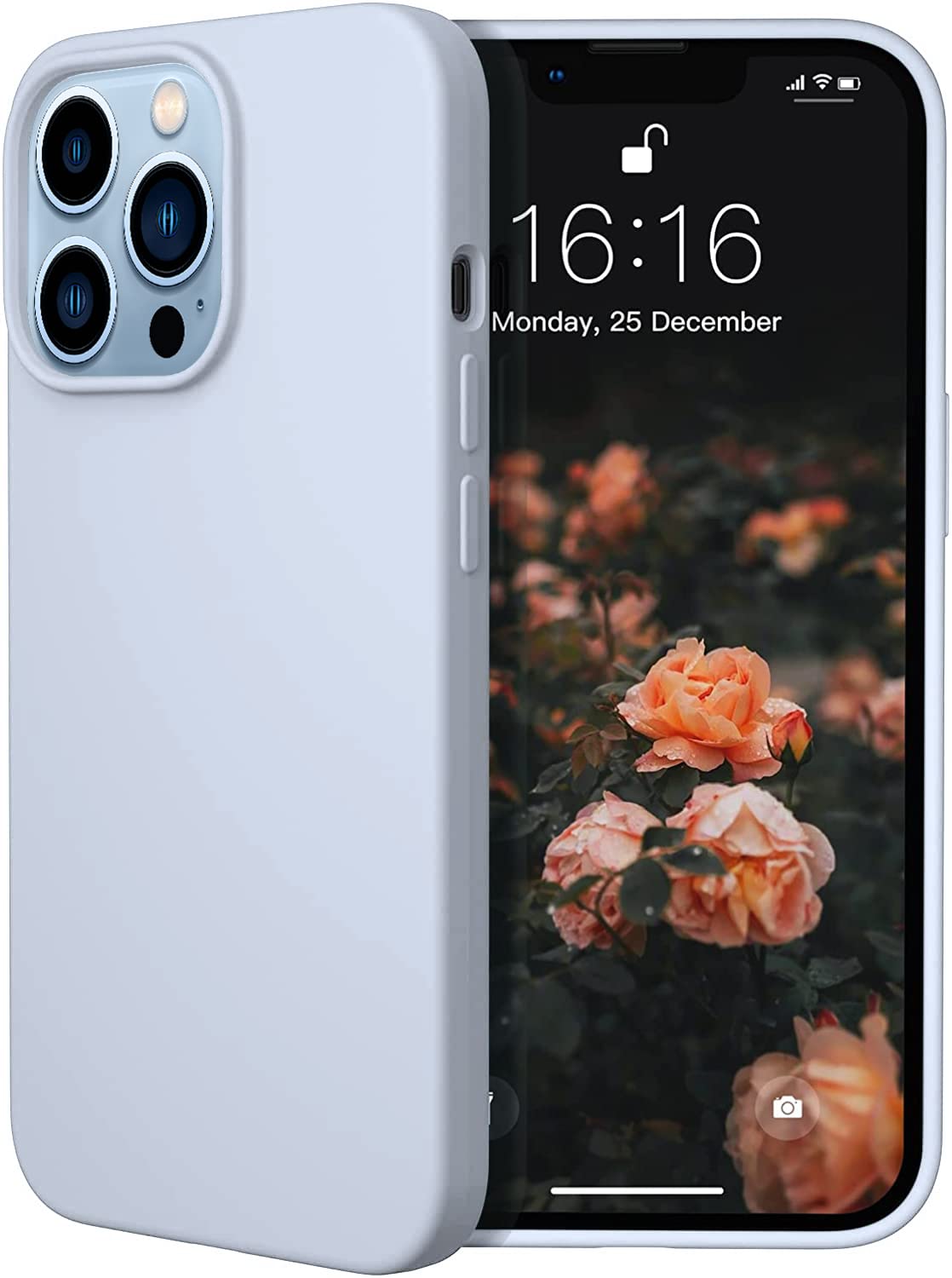 LOXXO® Microfiber Candy Case Compatible for iPhone 13 Pro Max, Shockproof Slim Back Cover Liquid Silicone Case – Sierra Blue