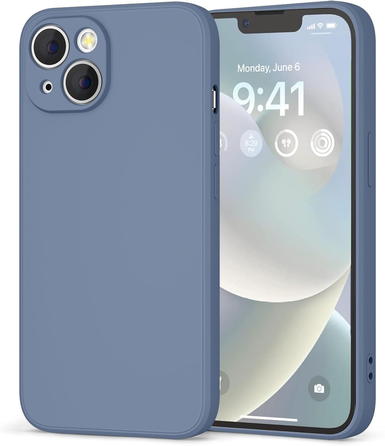 LOXXO® Square Candy Liquid Silicone iPhone Case Cover Compatible for iPhone 13, All Cube Series with Microfiber Lining Compatible iPhone 13 (6.1 inch) – Lavender Grey