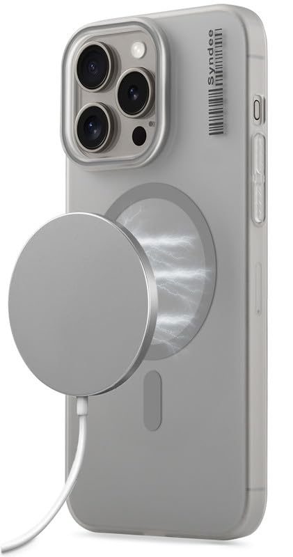 Mr. Case Back Cover for iPhone 13 Pro Elegant Frosted White Translucent Back | Only Compatible with Wireless Magnetic Accessories | Anti-Scratch Shockproof Phone Case – Grey