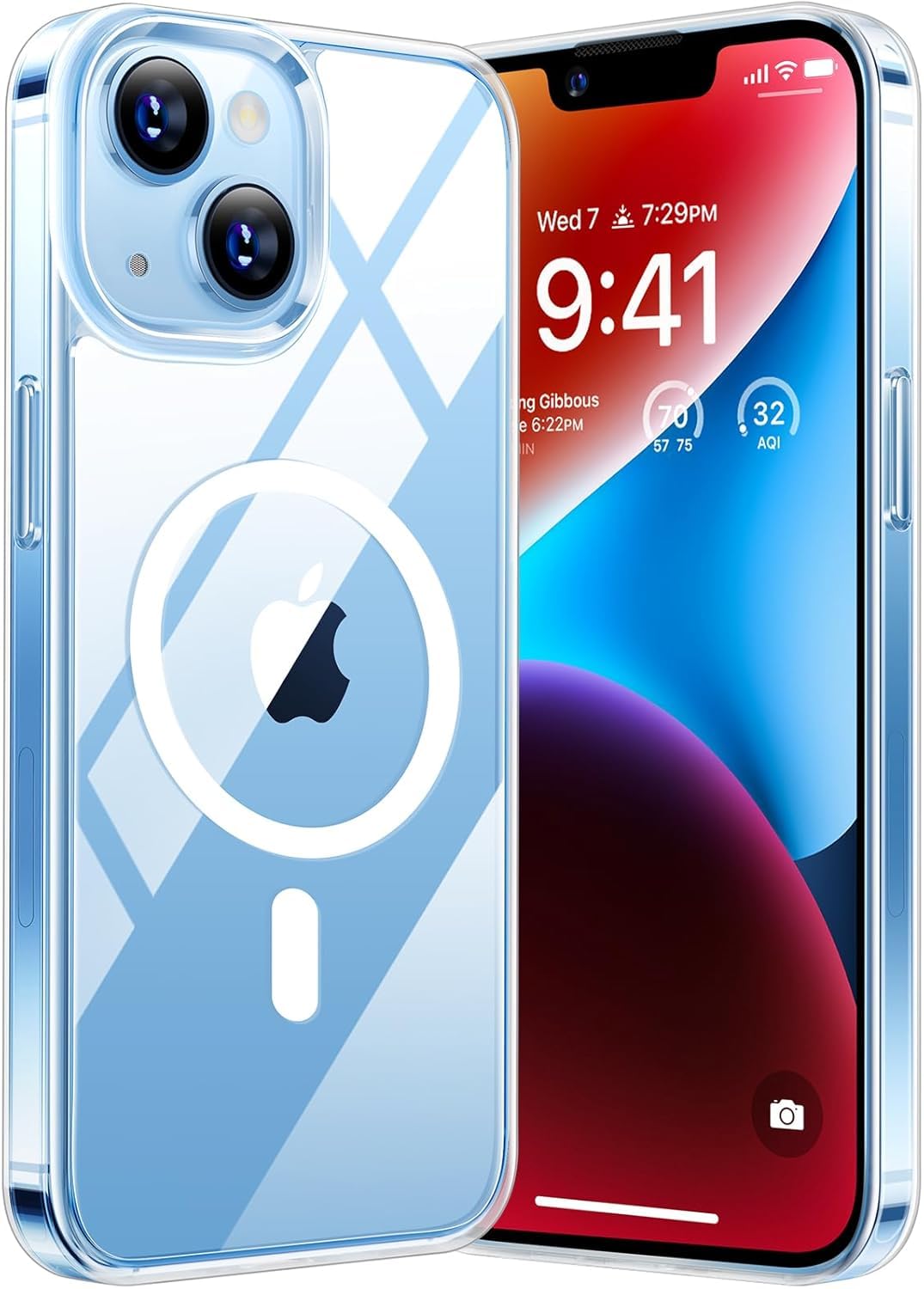 Printme Mag-Safe Compatible Clear Case for iPhone 13 – Shockproof Transparent Back Cover with Magnetic Ring for Wireless Charging