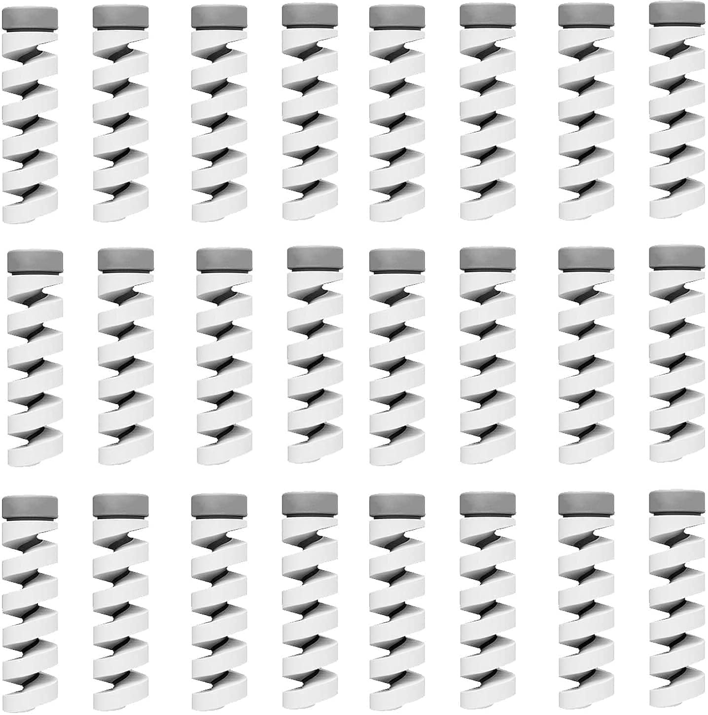 Sounce Spiral Cable Charger Protecter & Wire Protectors Spring Wire for All Wired Accessories for USB Charger, Data Cable, Headphones, MacBook, Laptop, Elastic Cord Saver (White-24Pcs)