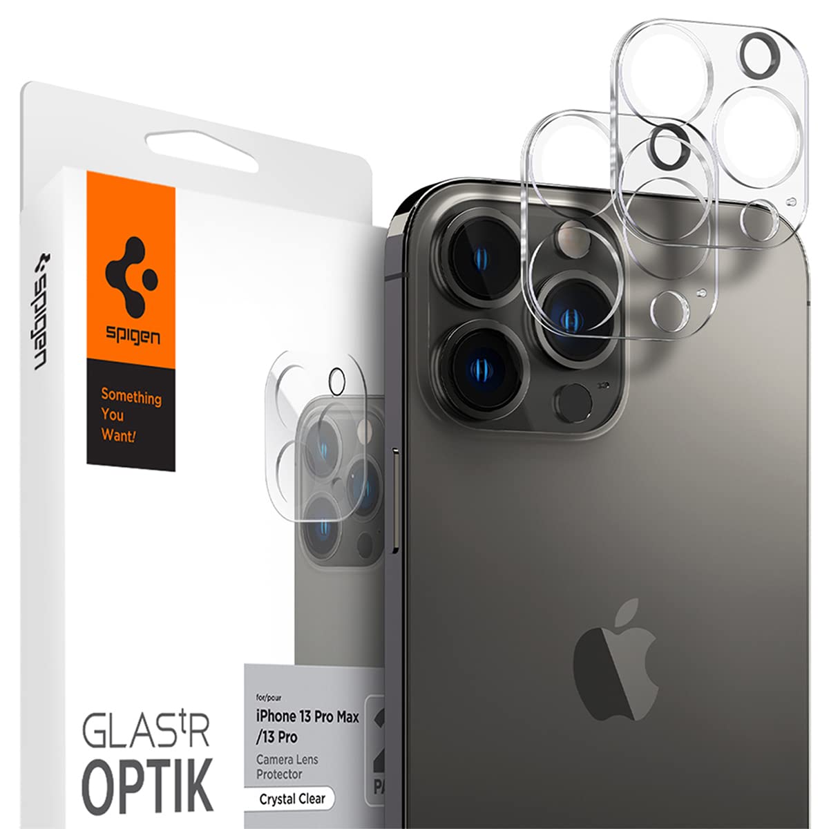 Spigen Optik Tempered Glass Camera Lens Protector Guard for iPhone 13 Pro and iPhone 13 Pro Max (Clear) – 2 Pack